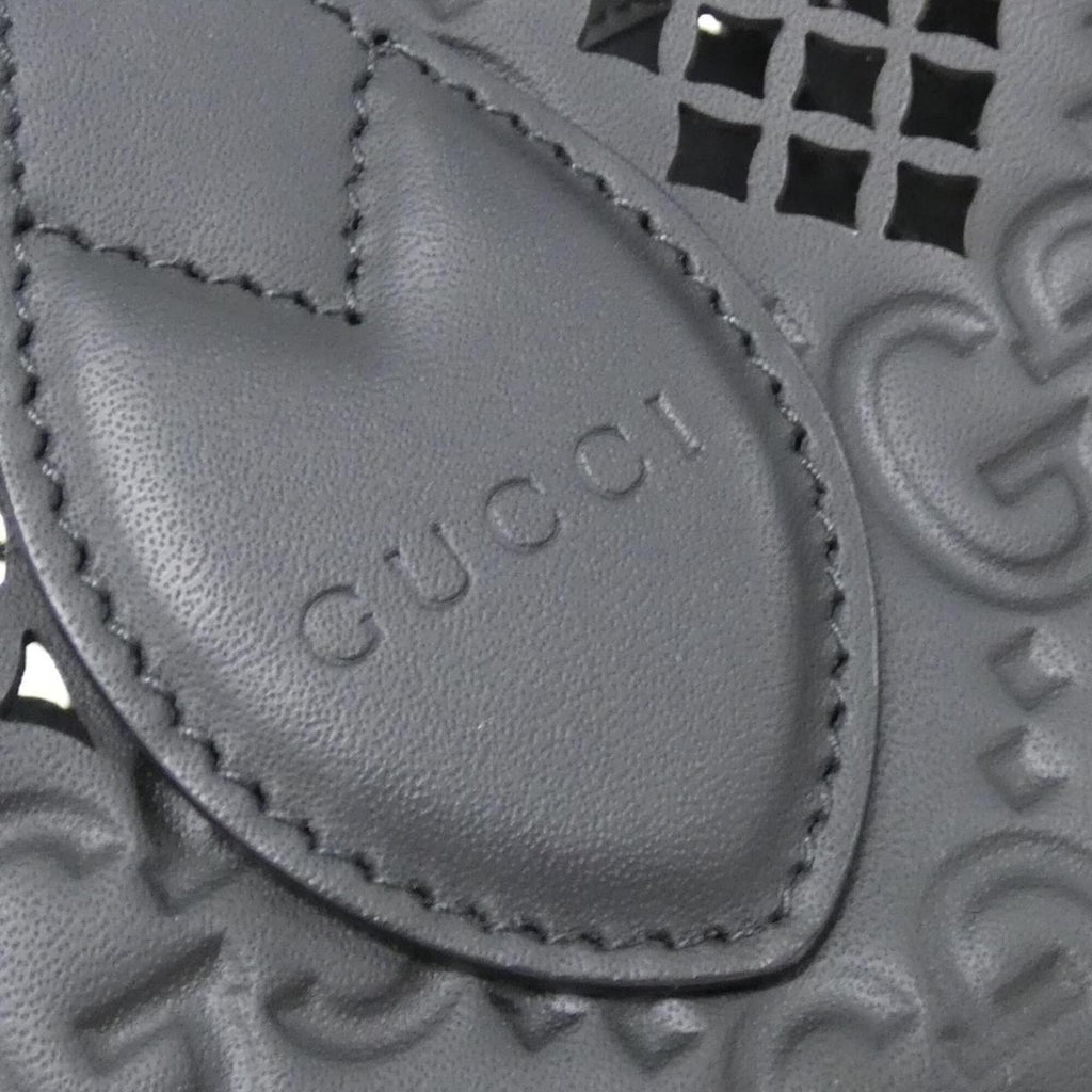 Gucci Black Gg Leather Handbag Pouch (Pre-Owned)