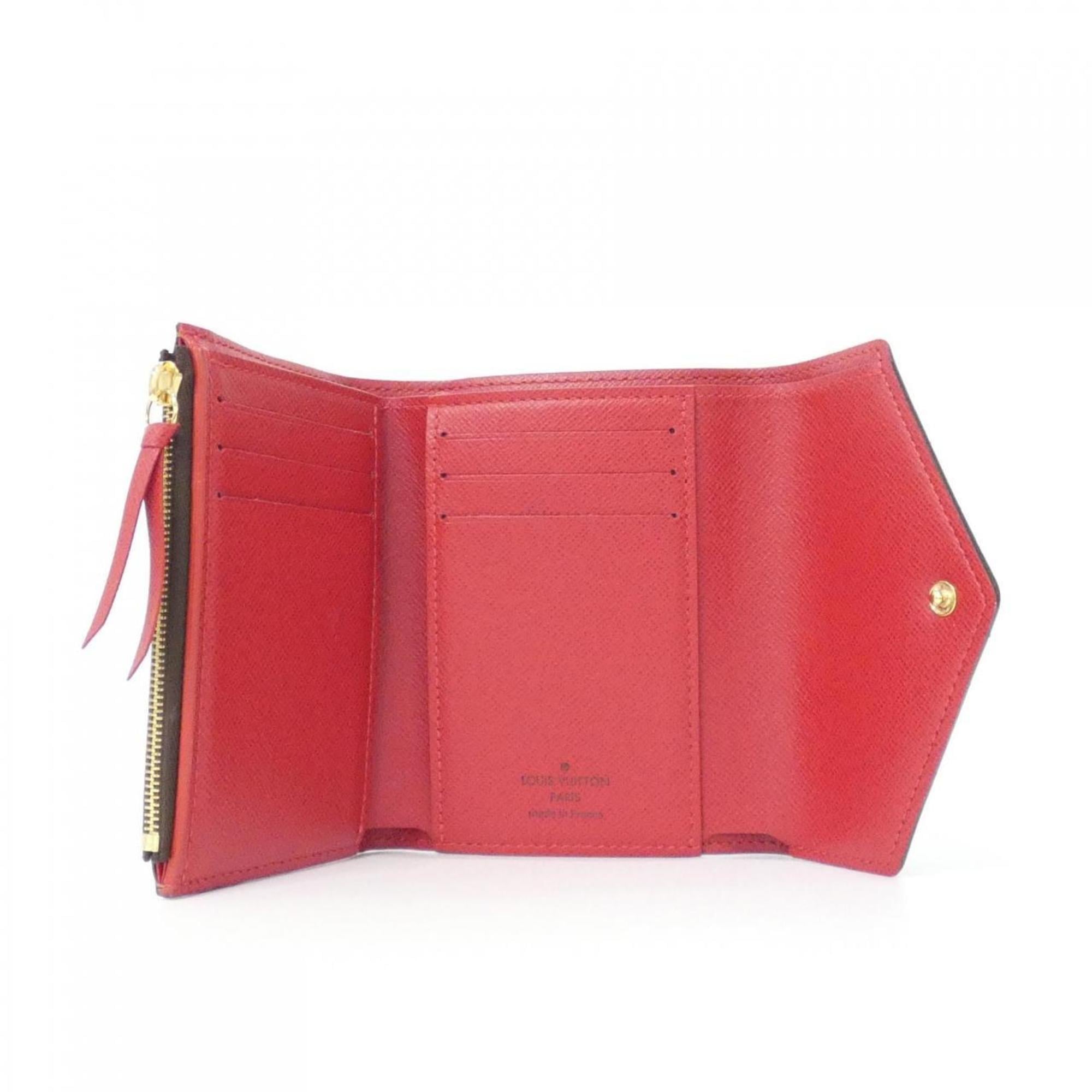 Louis Vuitton Ebene Rouge Coated Canvas Wallet (Tri-Fold)