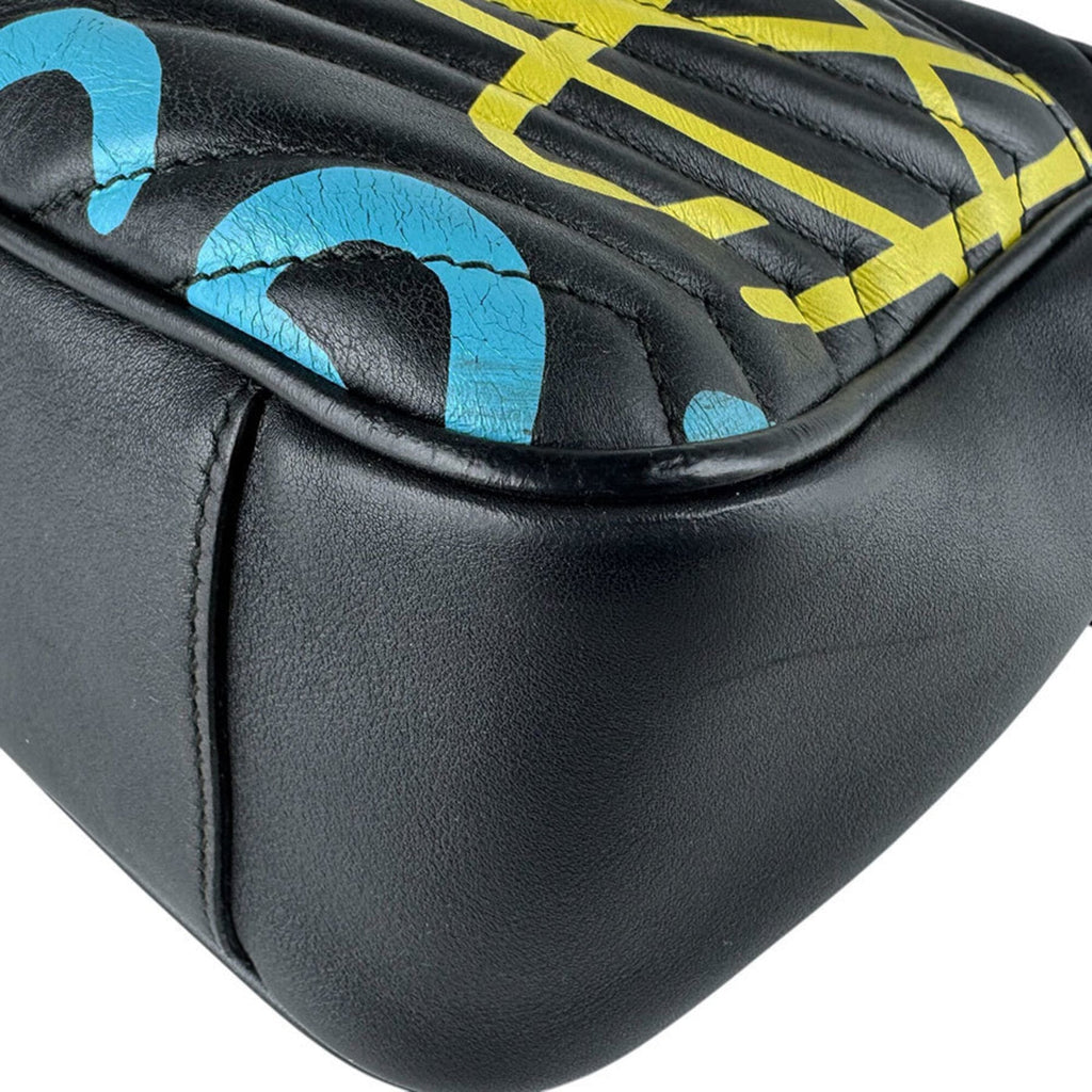 Gucci Black Blue Yellow Leather Shoulder Bag (Pre-Owned)