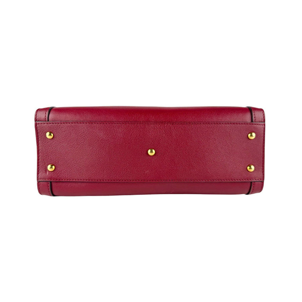 Gucci Red Color Leather Handbag Shoulder Bag Tote Bag (Pre-Owned)