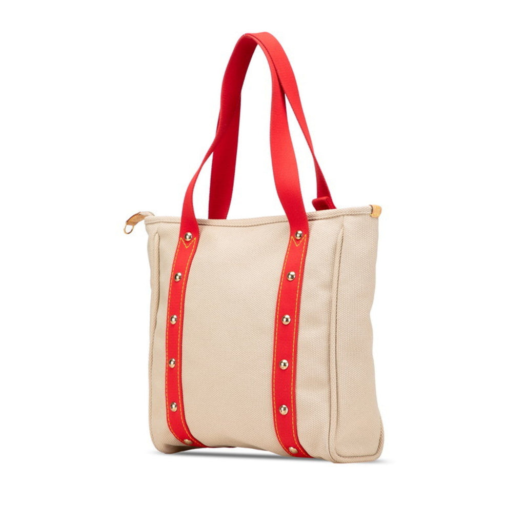 Louis Vuitton Antigua Beige Red Color Canvas Leather Shoulder Bag Tote Bag