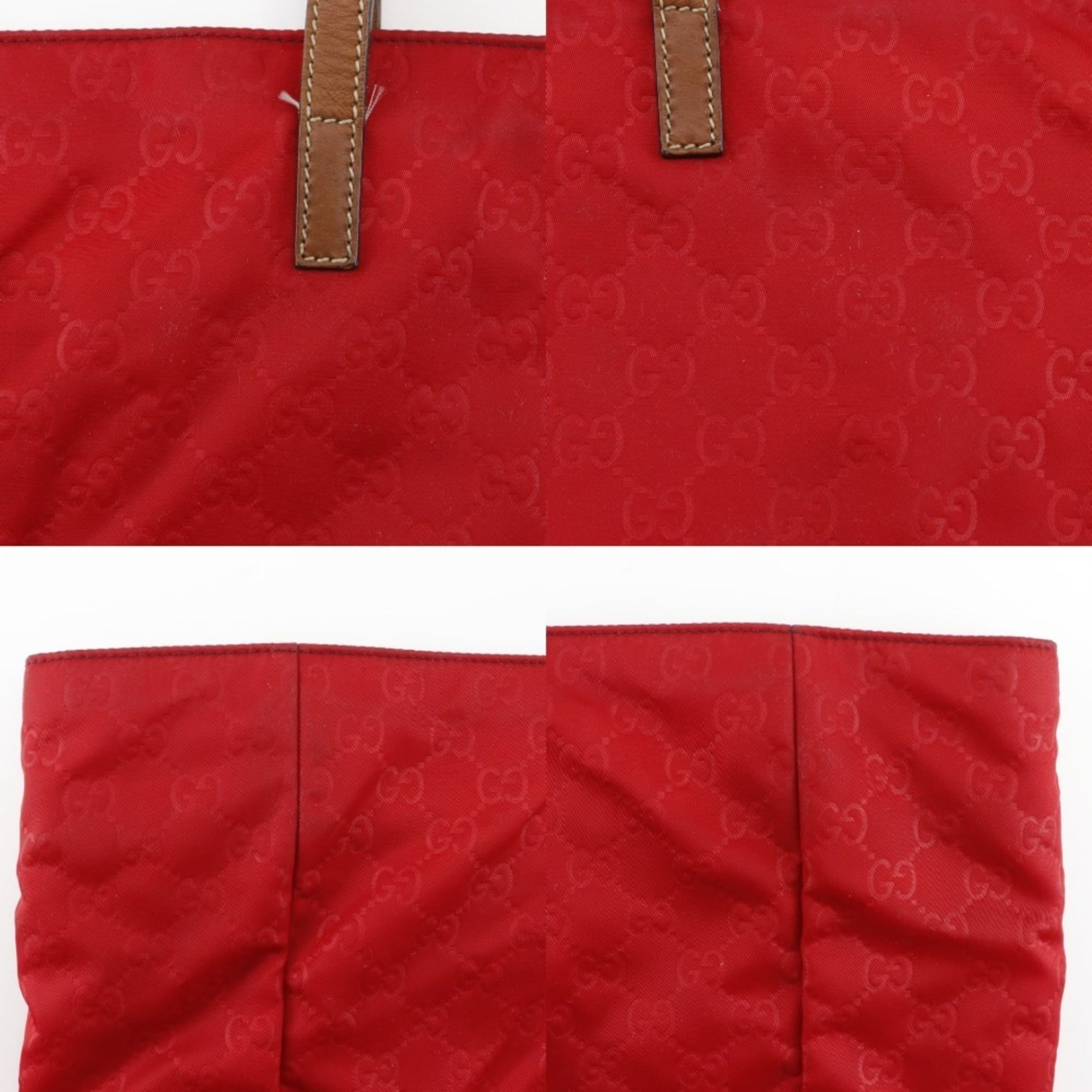 Gucci Red Color Nylon Boston Bag Handbag (Pre-Owned)