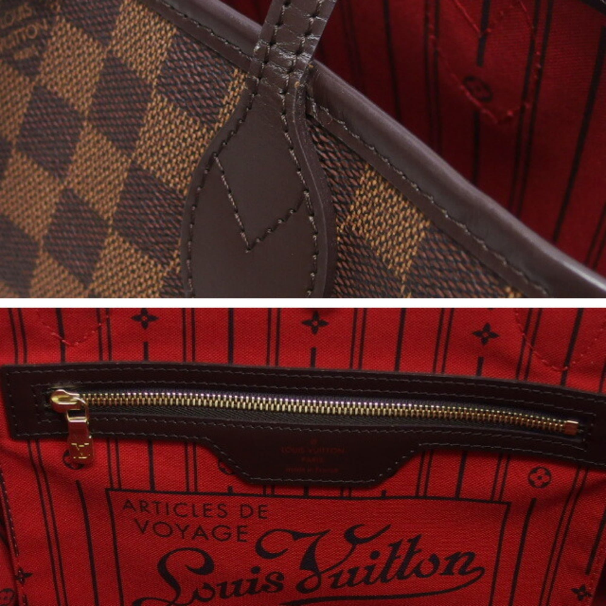 Louis Vuitton Brown Damier Canvas Leather Handbag Tote Bag