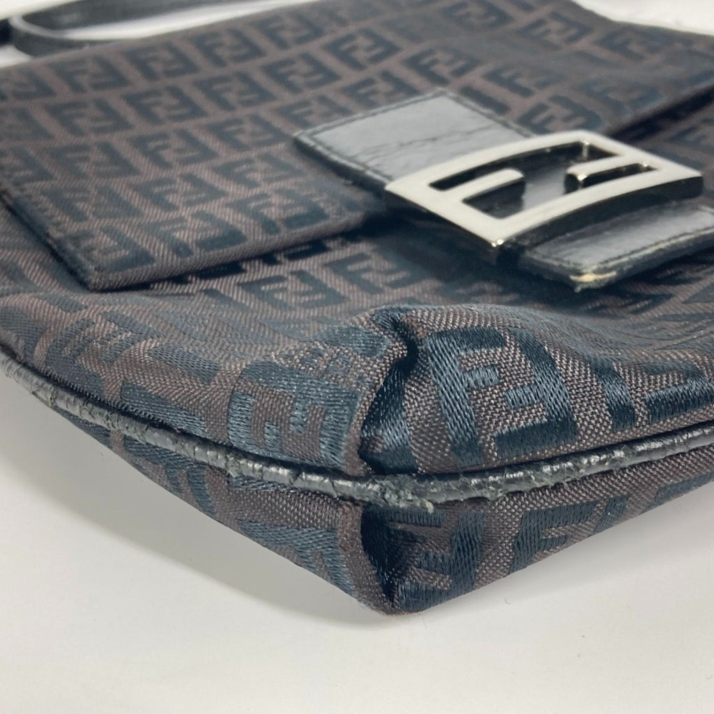 Fendi Black Canvas Leather Pochette Shoulder Bag