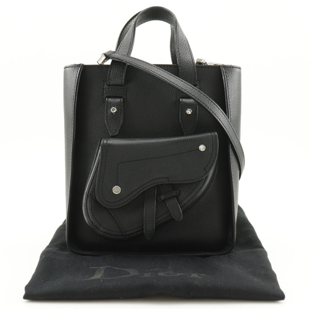 Christian Dior Black Leather Handbag Shoulder Bag Tote Bag (Pre-Owned)