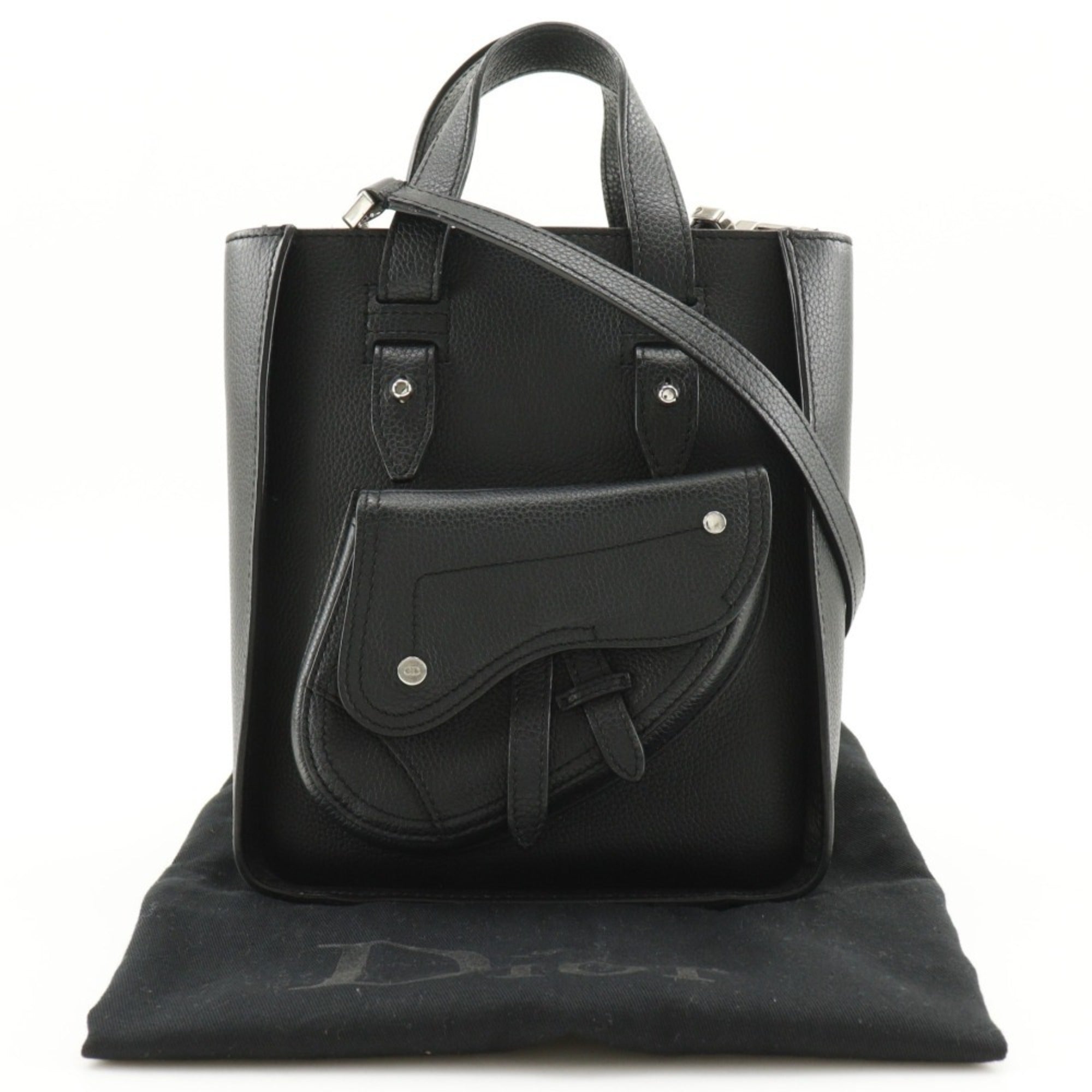 Christian Dior Black Leather Handbag Shoulder Bag Tote Bag (Pre-Owned)