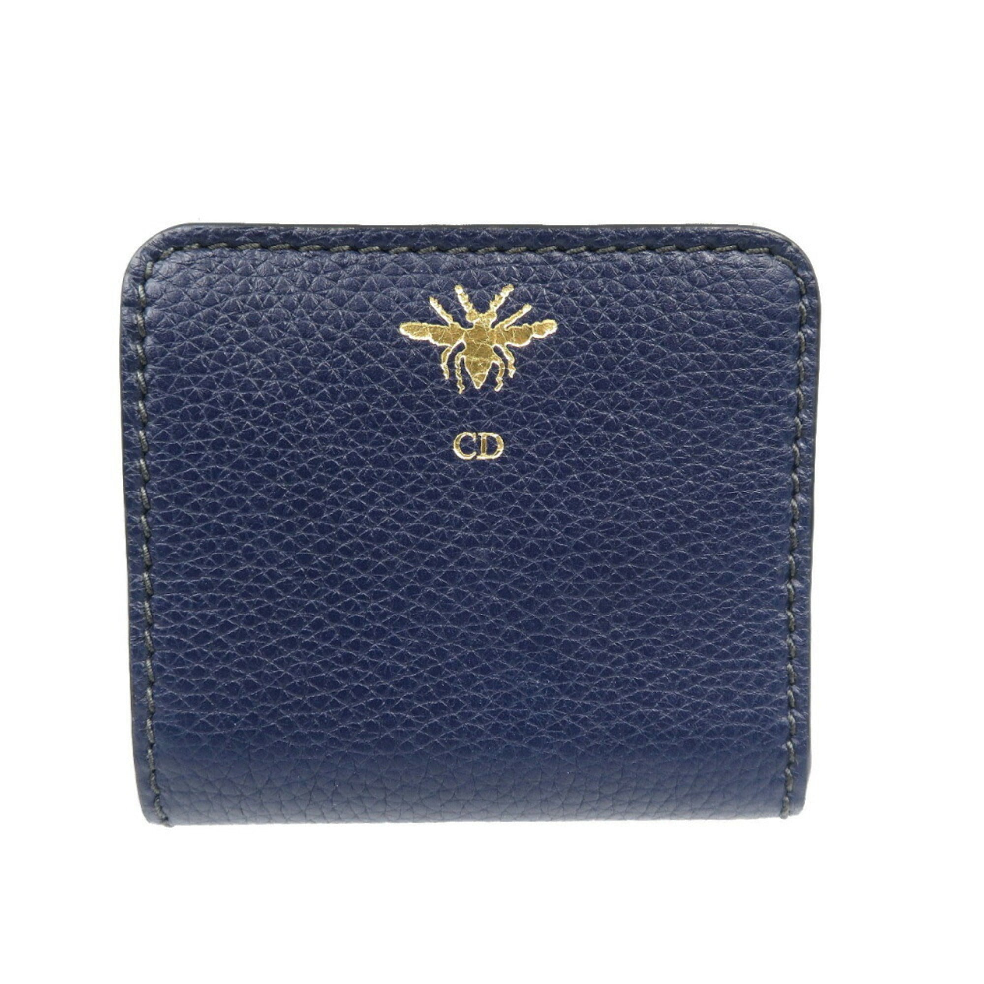 Christian Dior Navy Leather Wallet (Bi-Fold) (Pre-Owned)