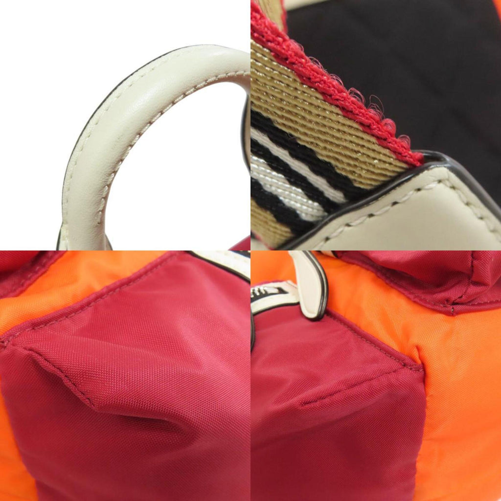Burberry Orange Red Color Nylon Backpack