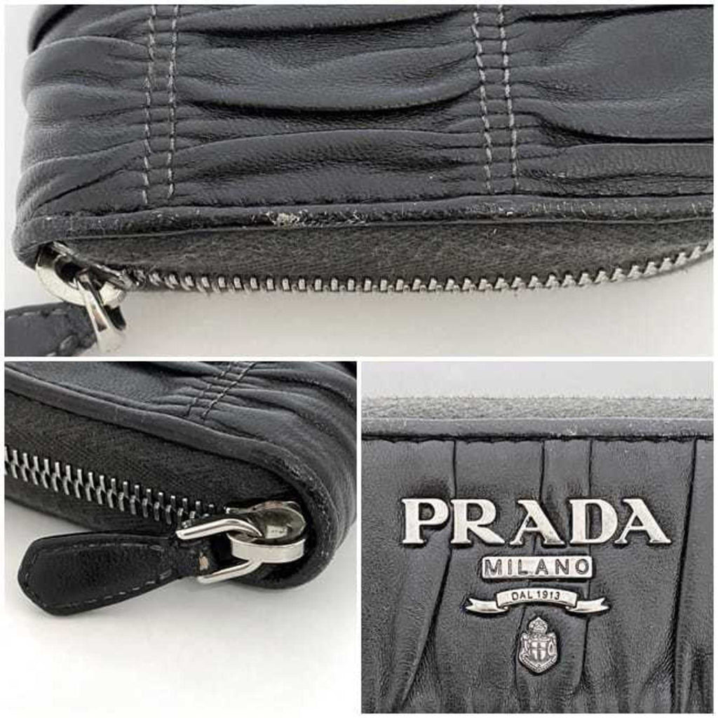 Prada Black Leather Long Wallet (Bi-Fold)