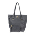 Louis Vuitton Black Leather Handbag Pouch Shoulder Bag Tote Bag