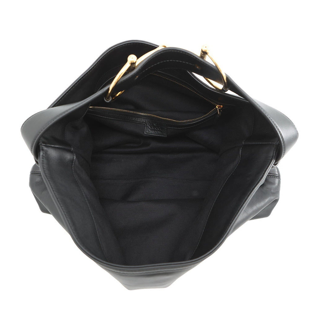 Gucci Black Leather Handbag Tote Bag (Pre-Owned)