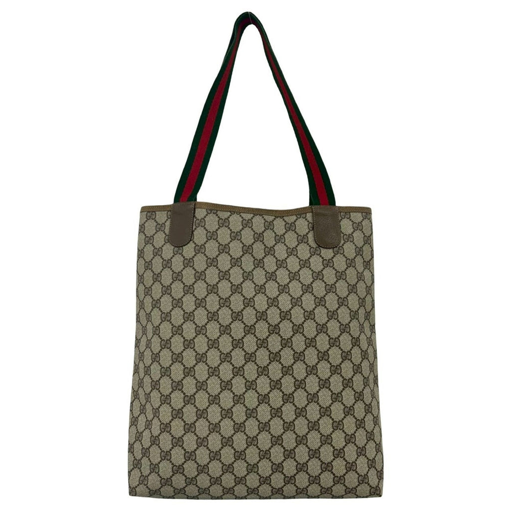 Gucci Brown Green Red Color Leather Pvc Handbag Tote Bag (Pre-Owned)