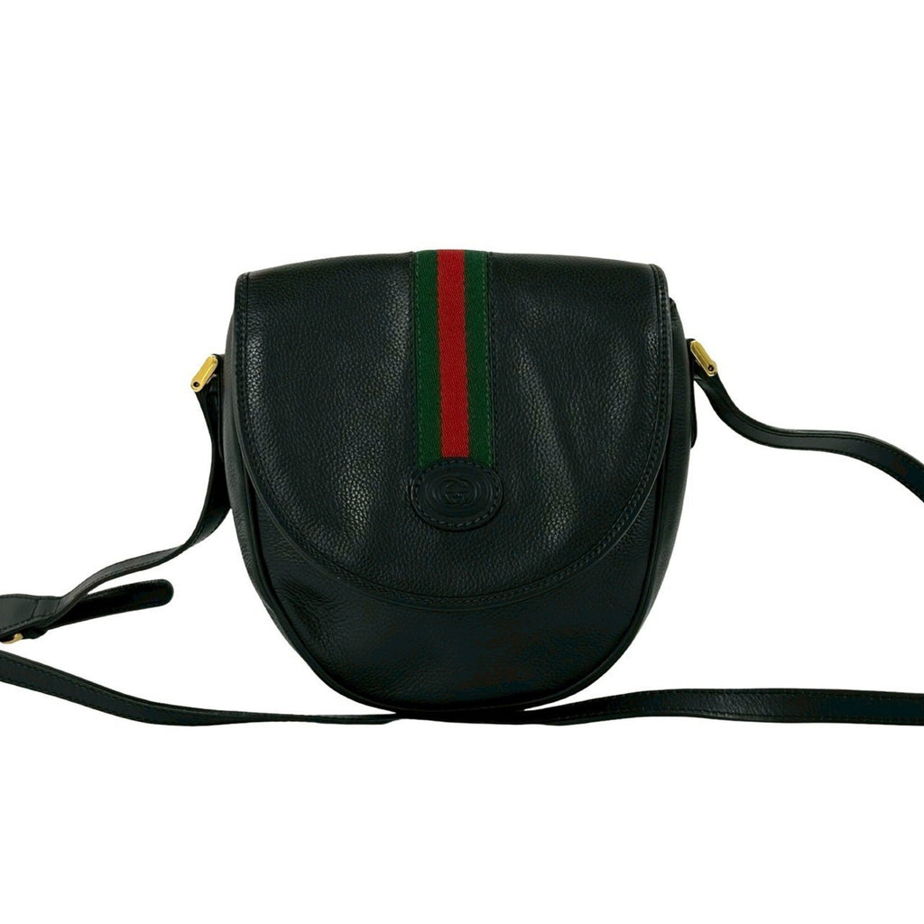 Gucci Black Green Red Color Leather Pochette Shoulder Bag (Pre-Owned)
