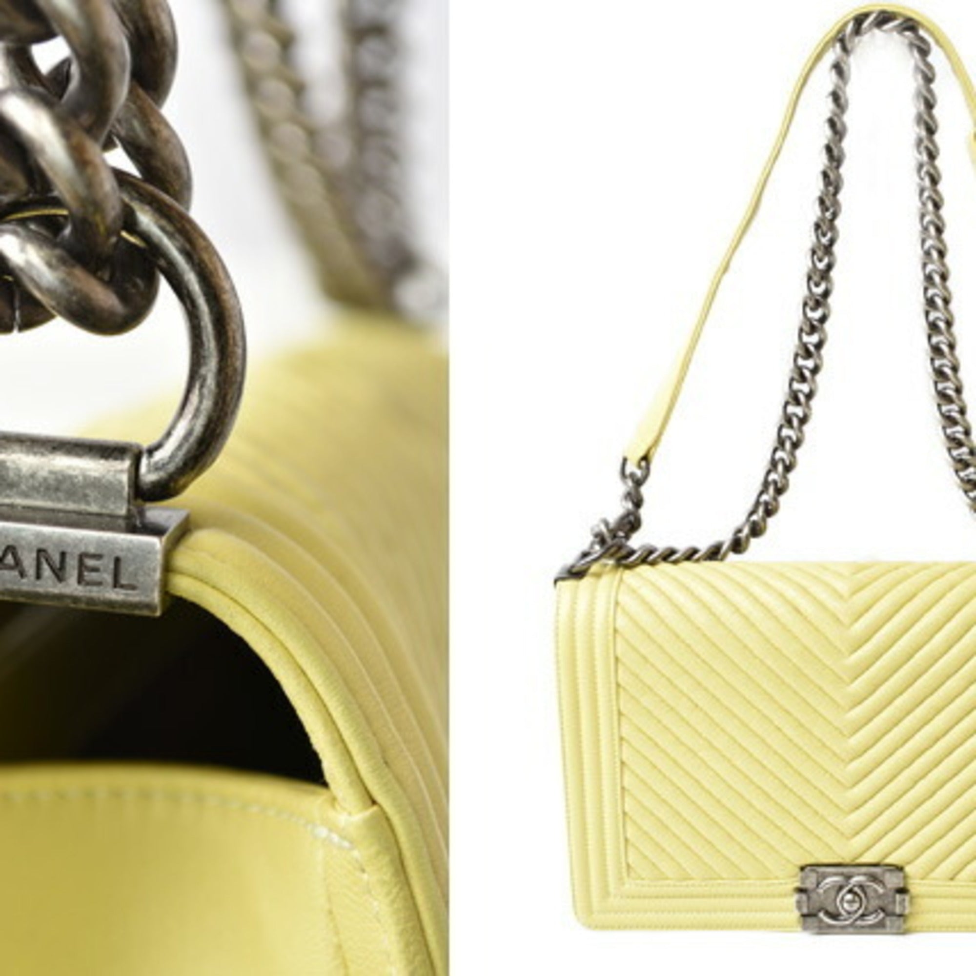 Chanel Yellow Leather Clutch Bag Shoulder Bag