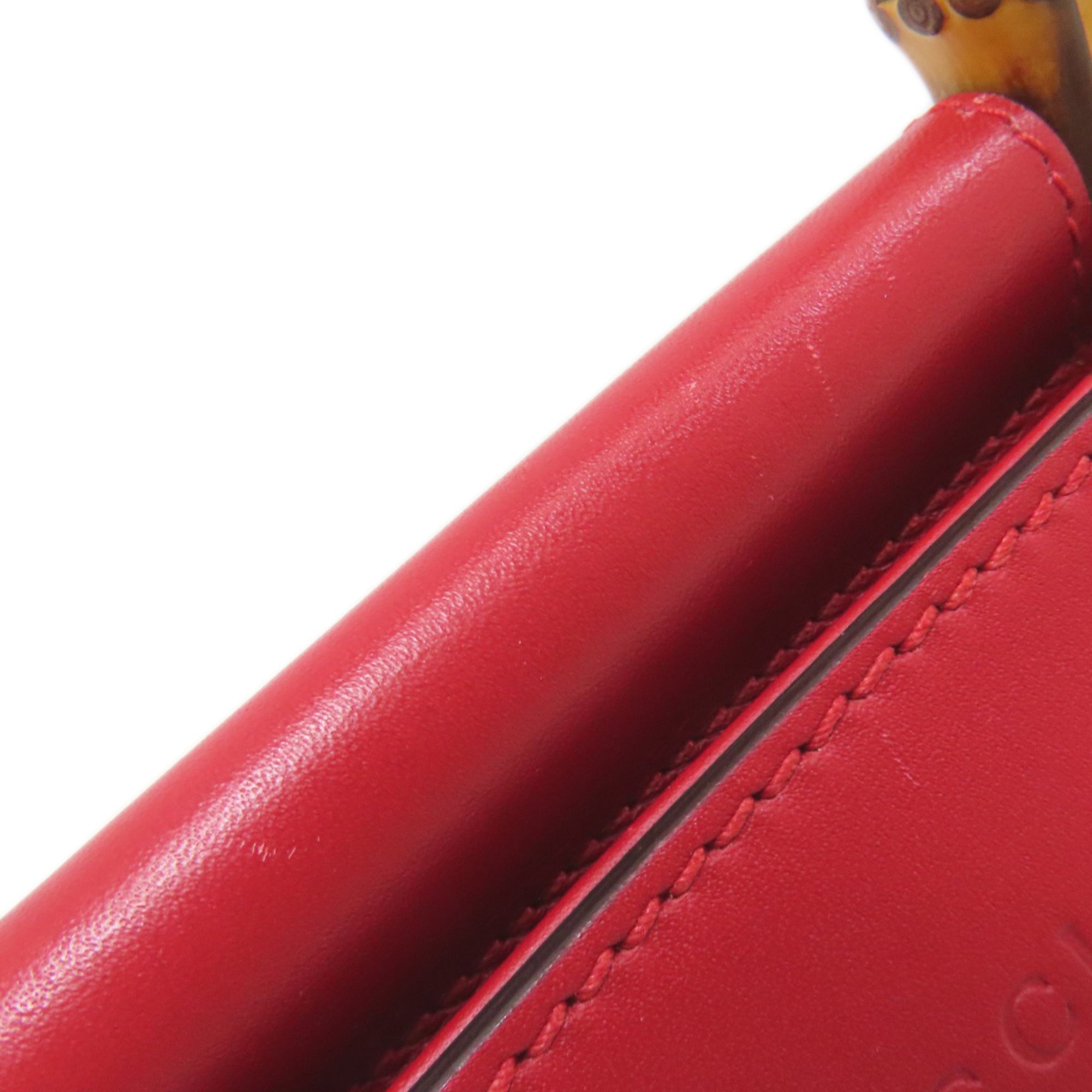 Gucci Red Color Leather Handbag (Pre-Owned)