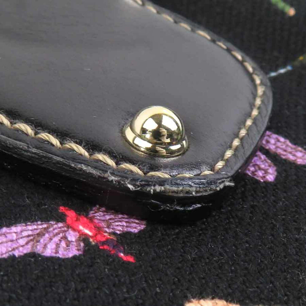 Gucci Black Multi-Color Canvas Leather Handbag (Pre-Owned)