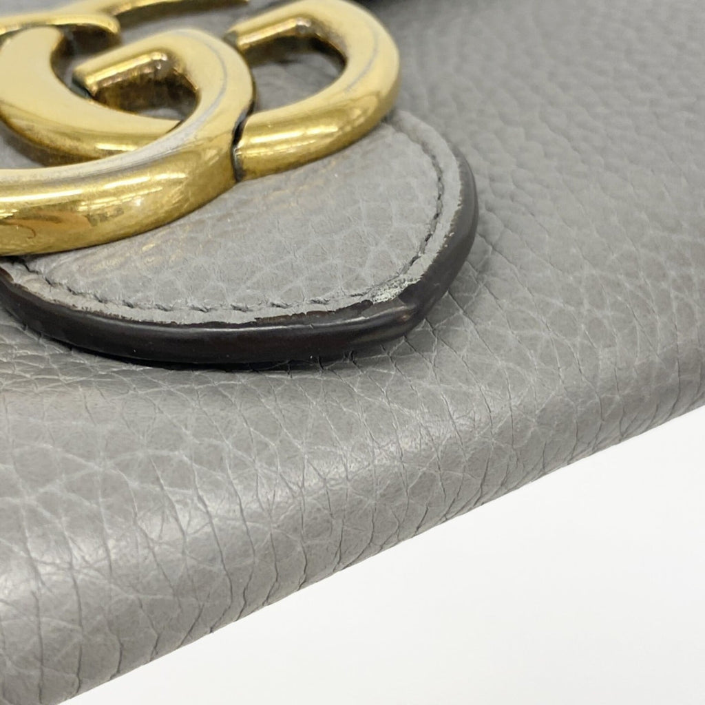 Gucci Gray Leather Long Wallet (Bi-Fold) (Pre-Owned)