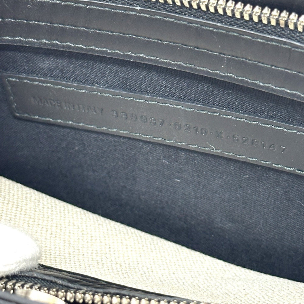 Balenciaga Black White Leather Canvas Pochette Shoulder