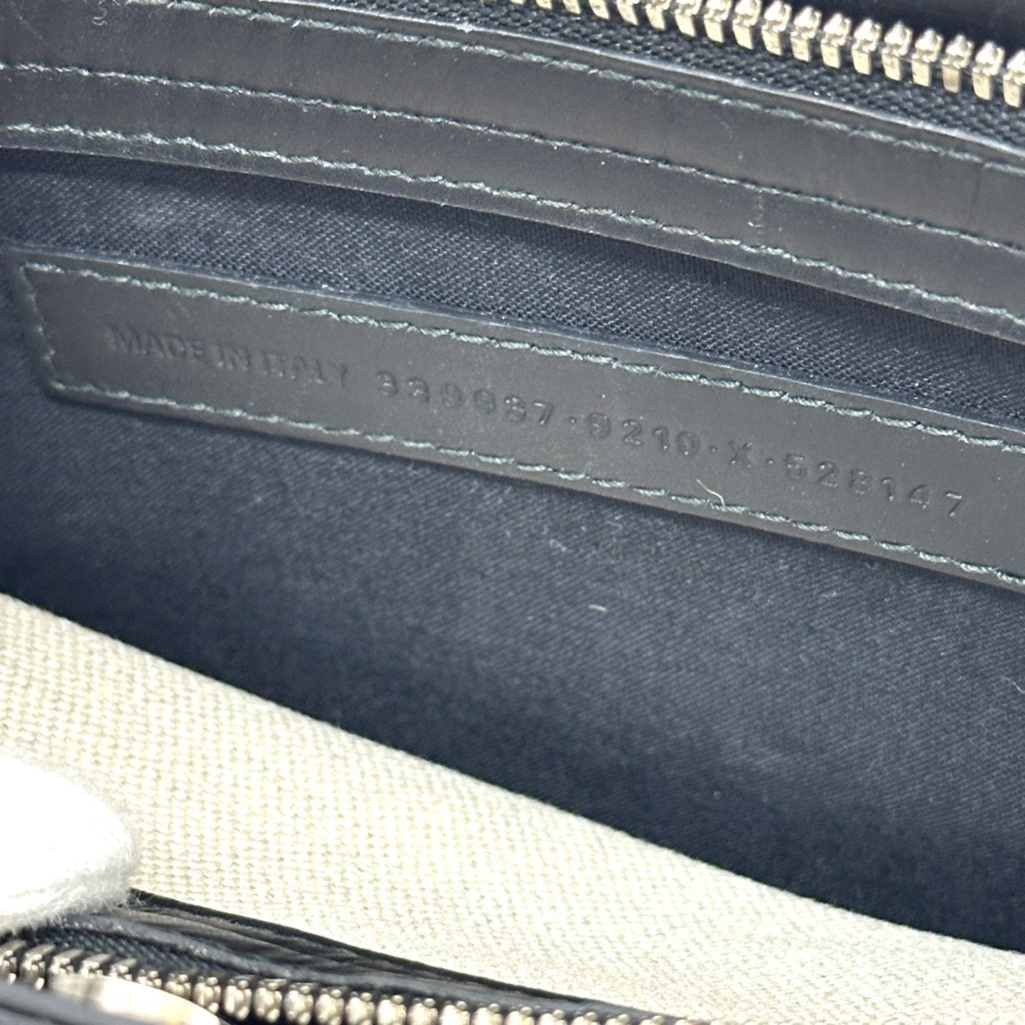 Balenciaga Black White Leather Canvas Pochette Shoulder