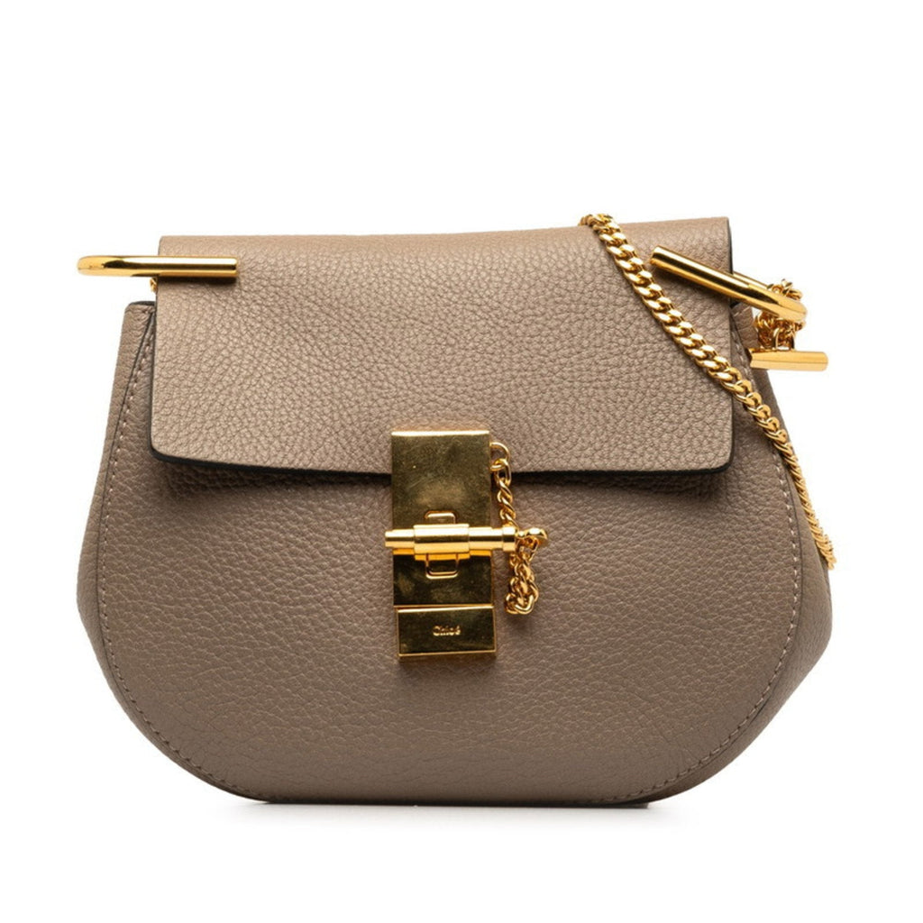 Chloé Beige Gold Leather Shoulder Bag (Pre-Owned)