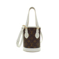 Louis Vuitton Blanc Marron Coated Canvas Leather Handbag