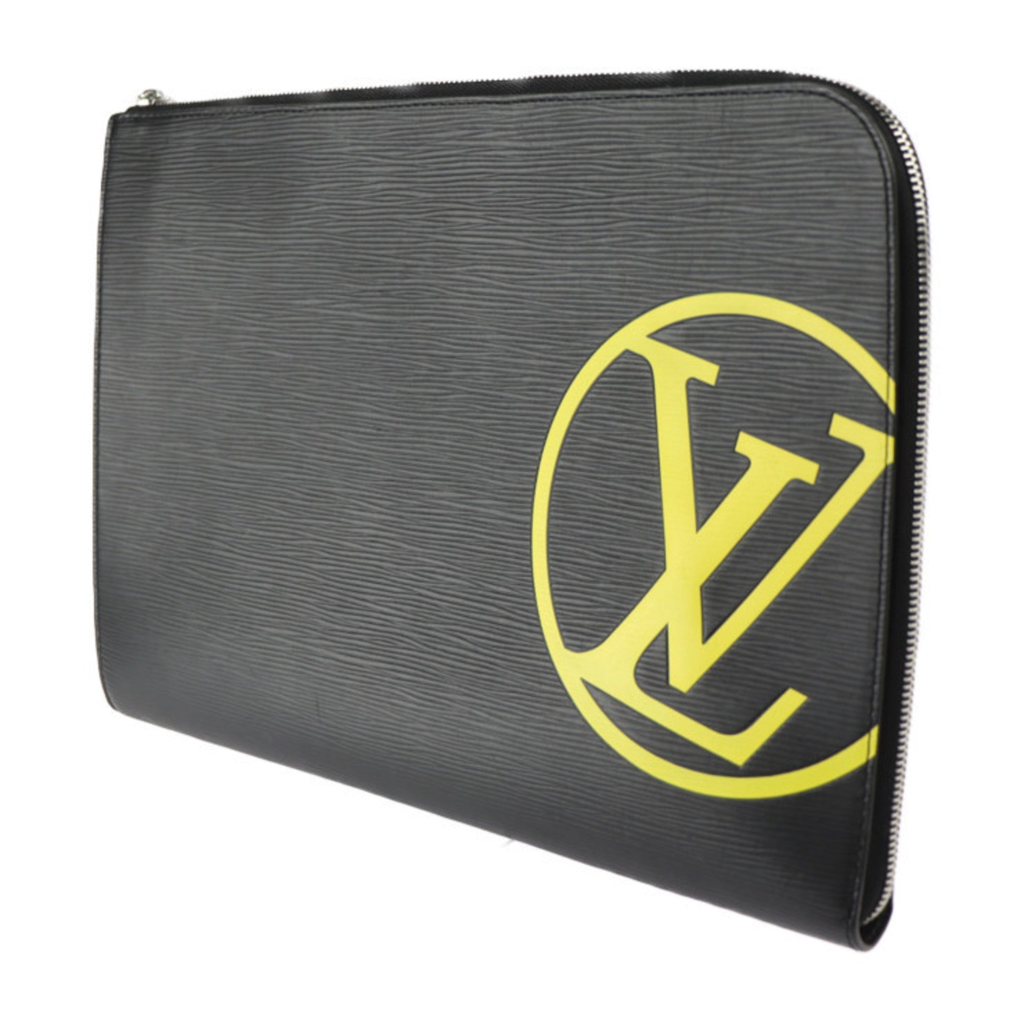 Louis Vuitton Black Yellow Epi Leather Clutch Bag Handbag Pochette Pouch