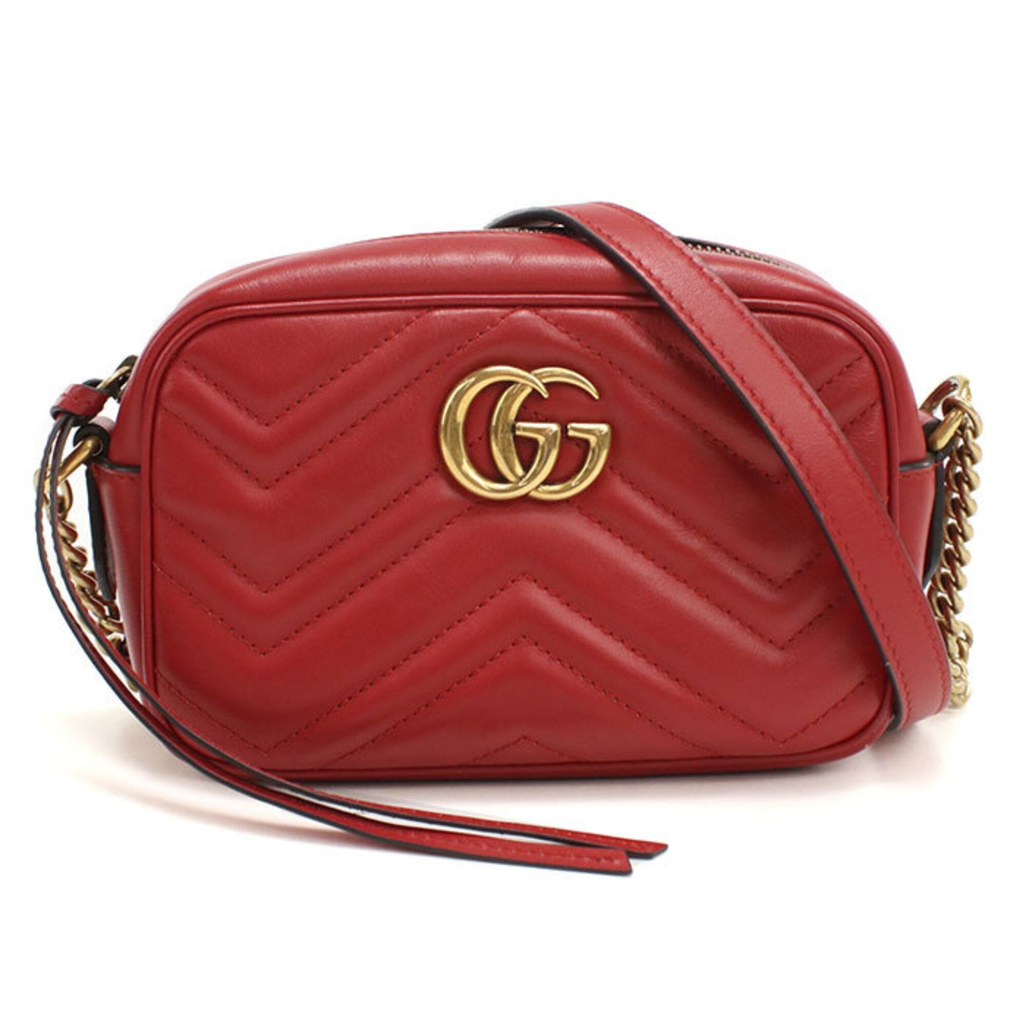 Gucci Red Color Quilting Shoulder Bag (Pre-Owned)