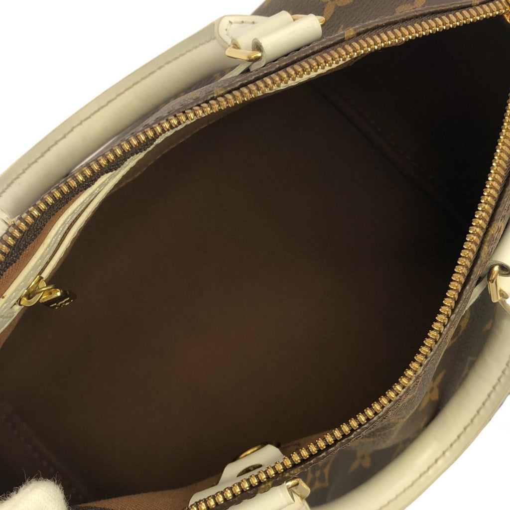 Louis Vuitton Brown Marron White Coated Canvas Boston Bag