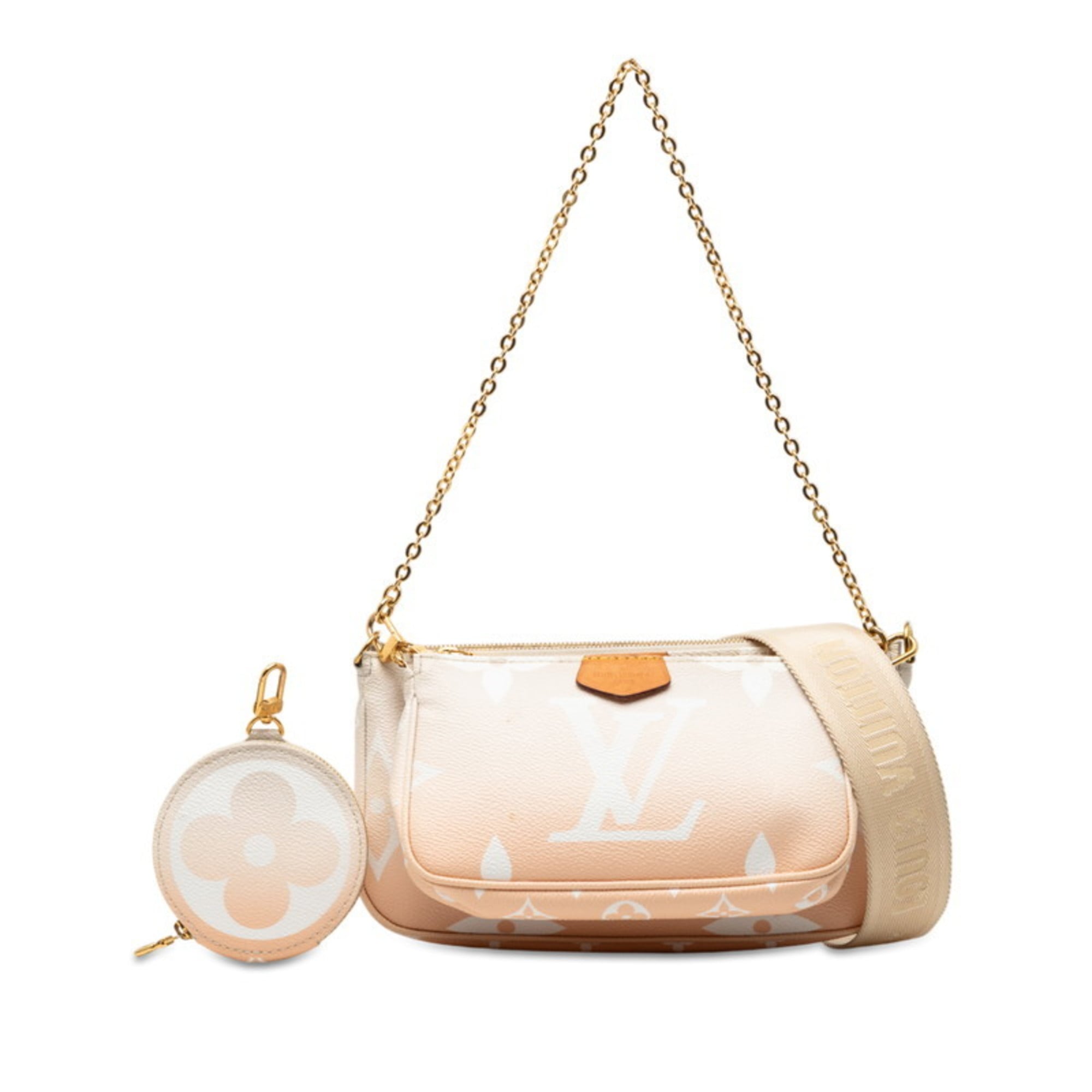 Louis Vuitton Pink Beige Pvc Leather Shoulder Bag