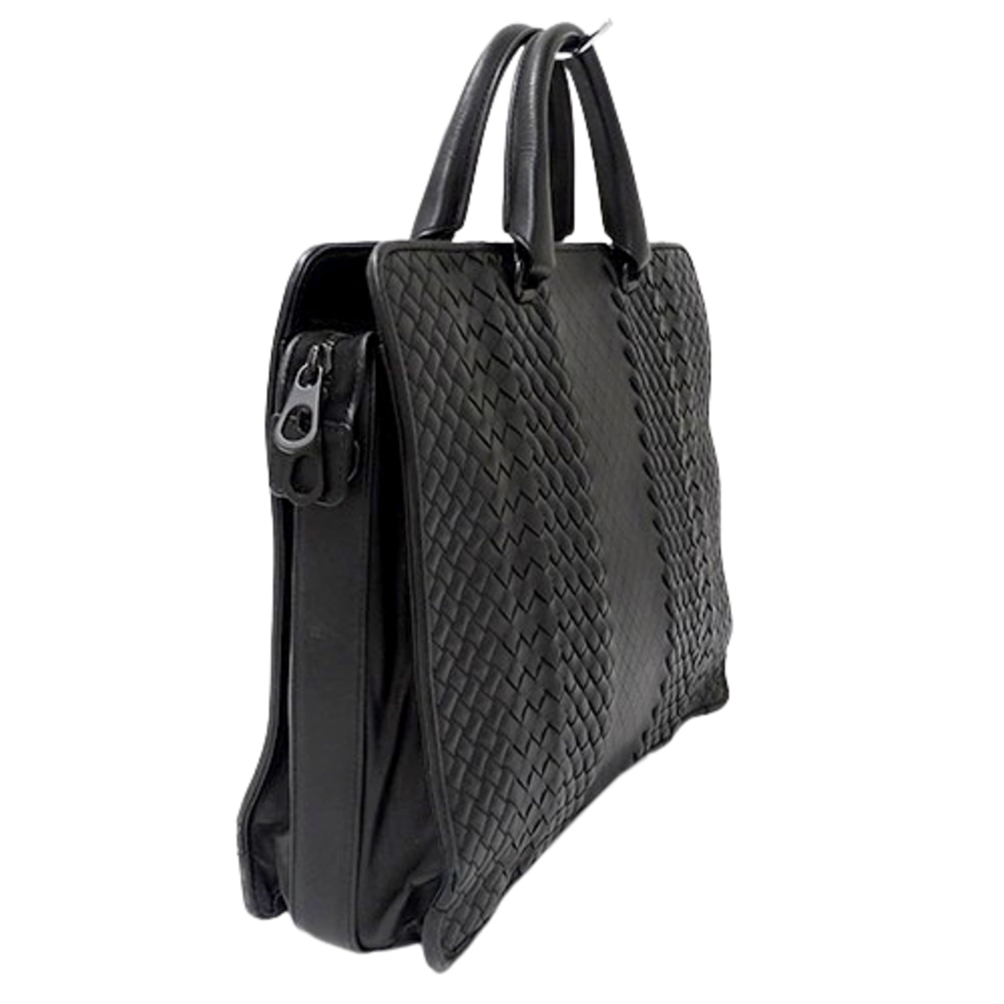 Bottega Veneta Black Leather Briefcase