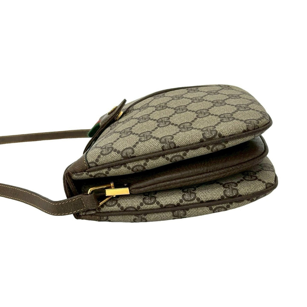 Gucci Brown Green Red Color Leather Pvc Shoulder Bag (Pre-Owned)