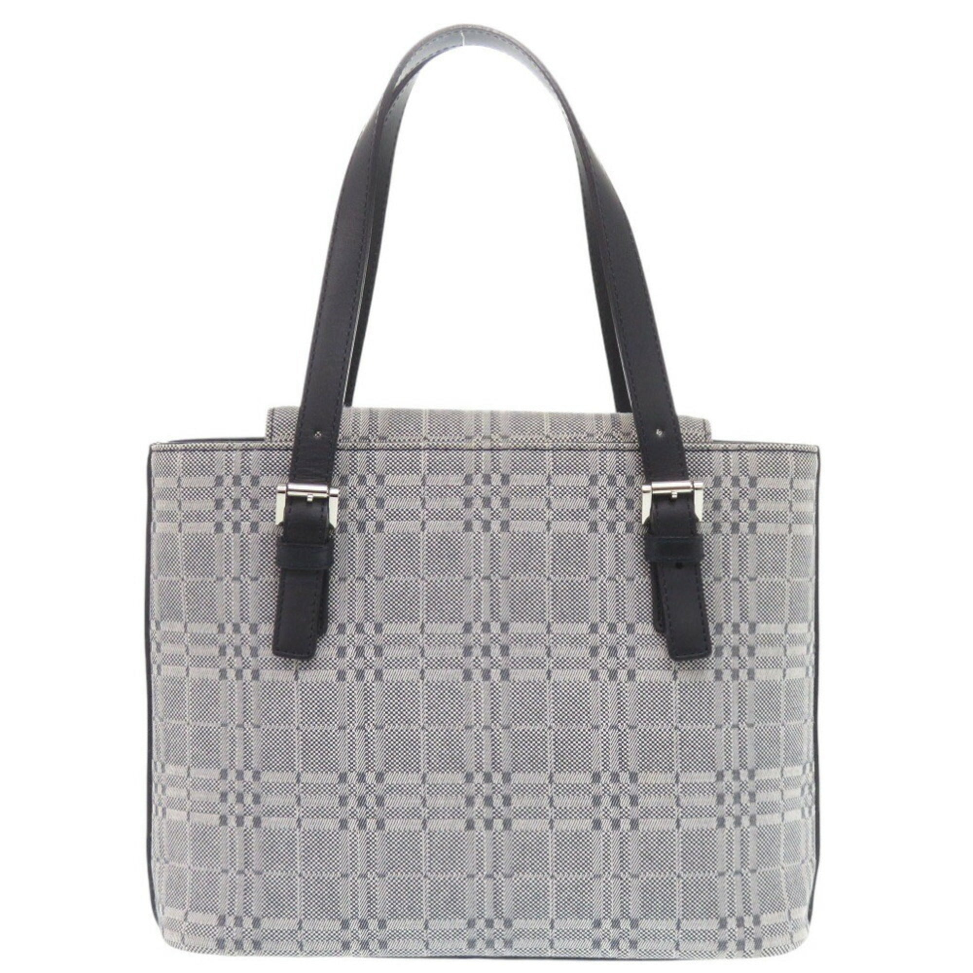 Burberry Gray Canvas Leather Handbag