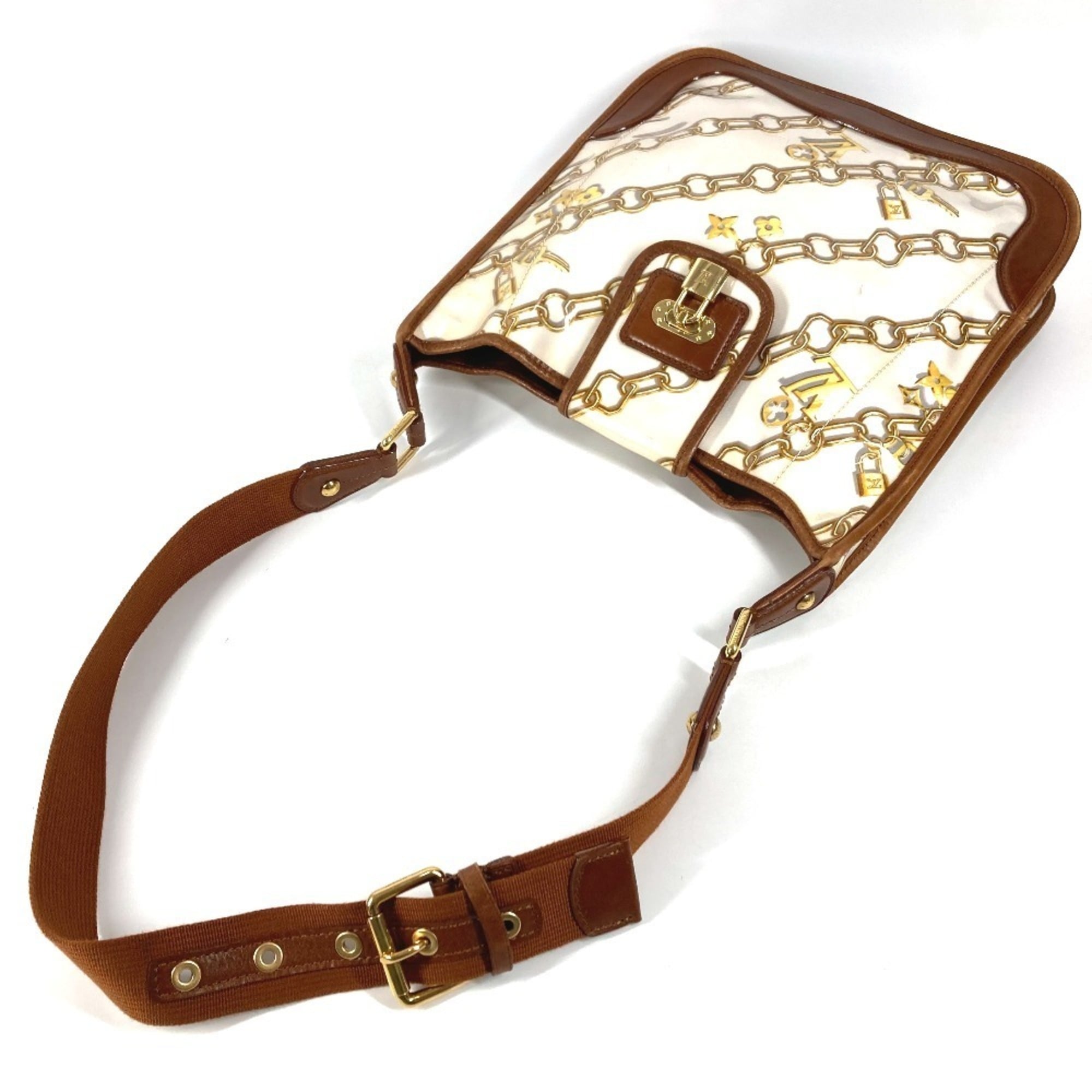 Louis Vuitton Brown White Vinyl Leather Shoulder Bag