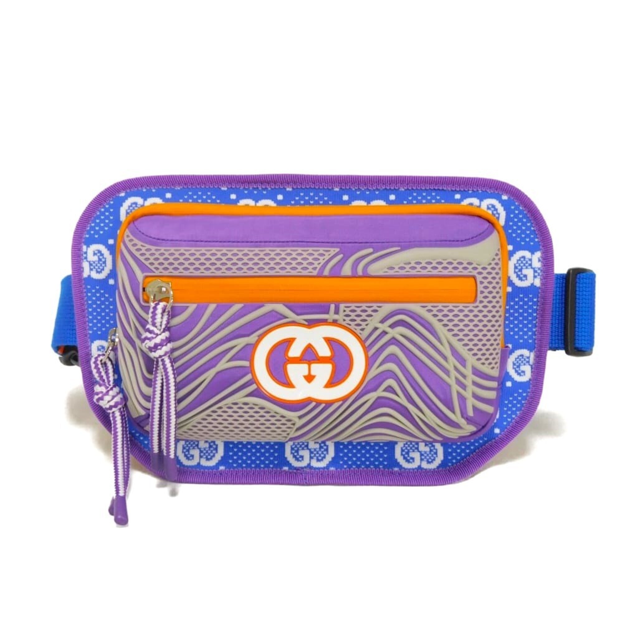 Gucci Blue Gray Orange Nylon Jersey Fanny Pack (Pre-Owned)