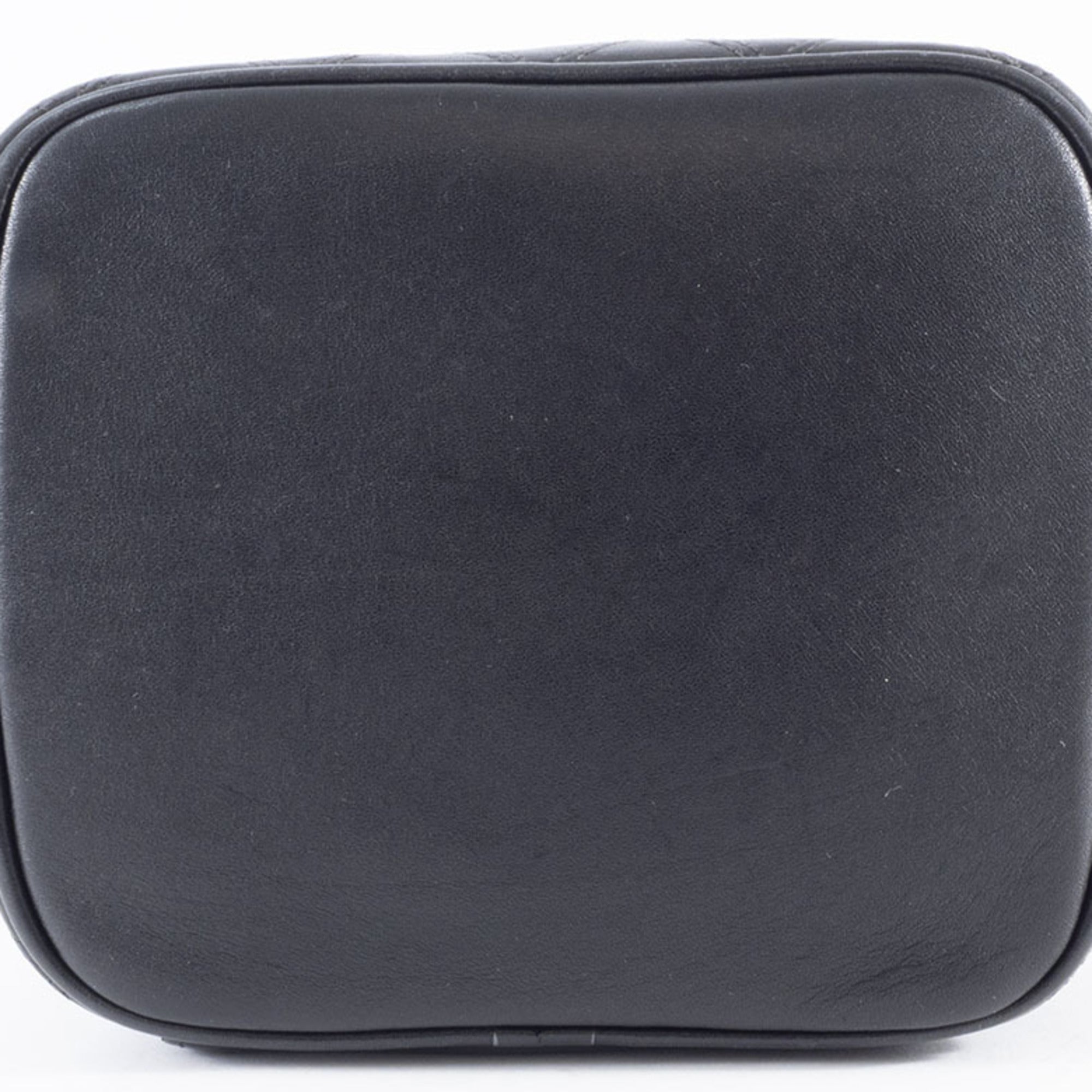 Chanel Black Leather Handbag Pouch Vanity Bag