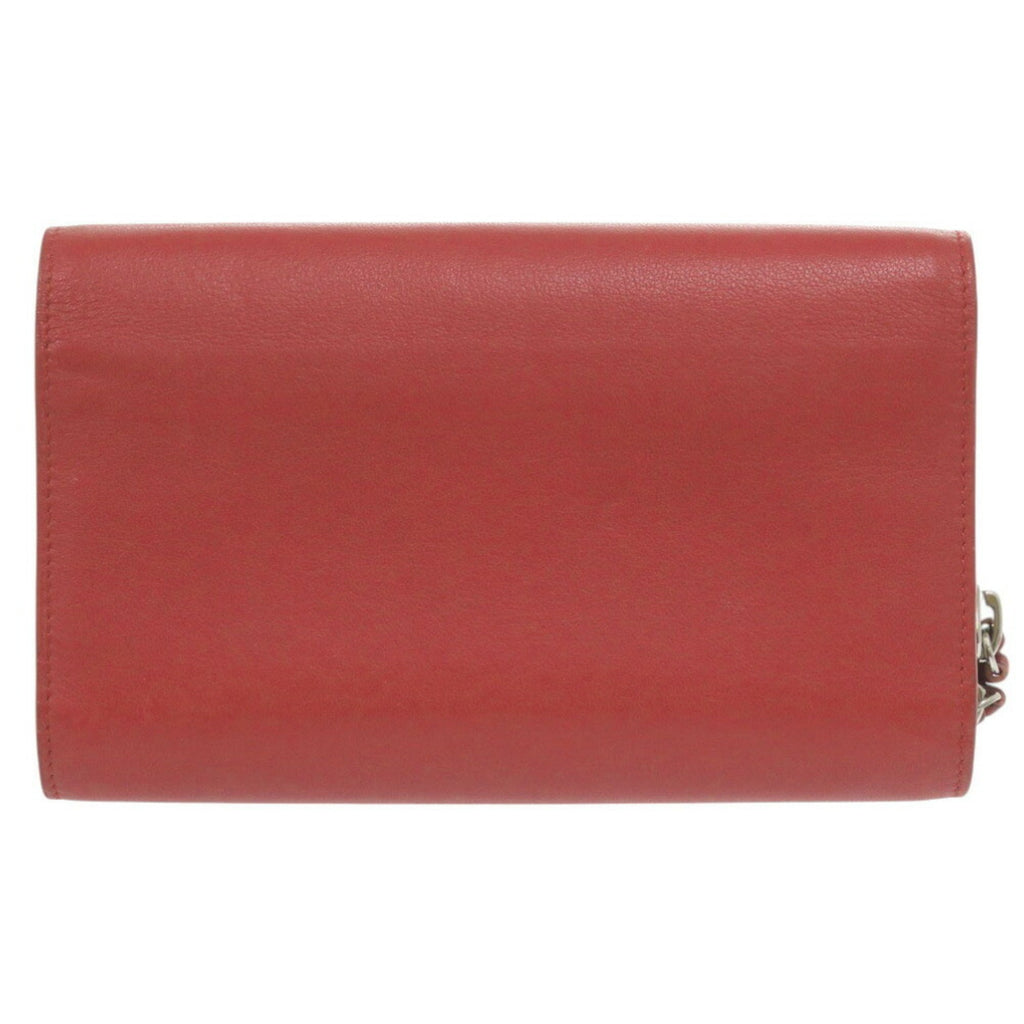 Balenciaga Red Color Leather Long Wallet (Bi-Fold)