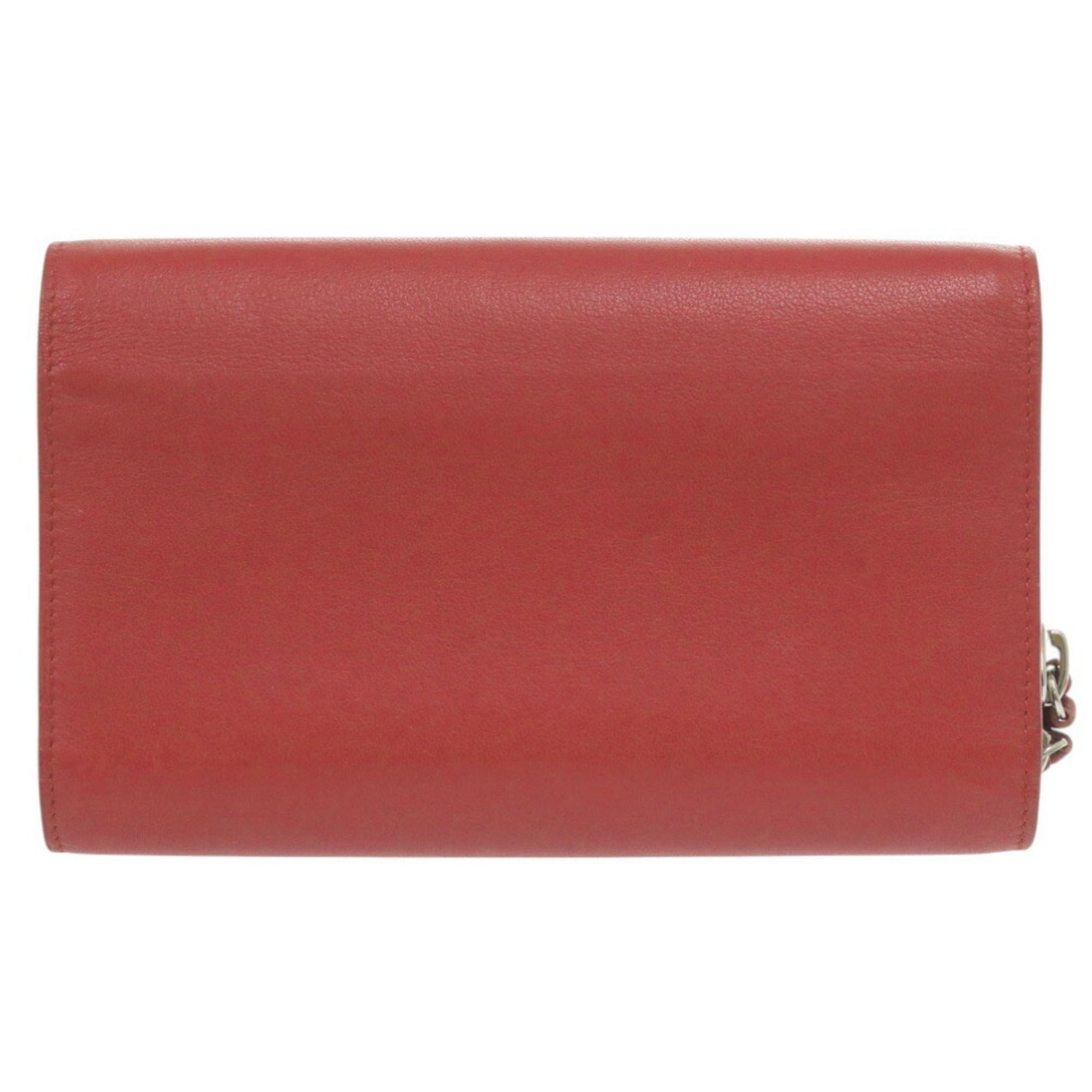 Balenciaga Red Color Leather Long Wallet (Bi-Fold)