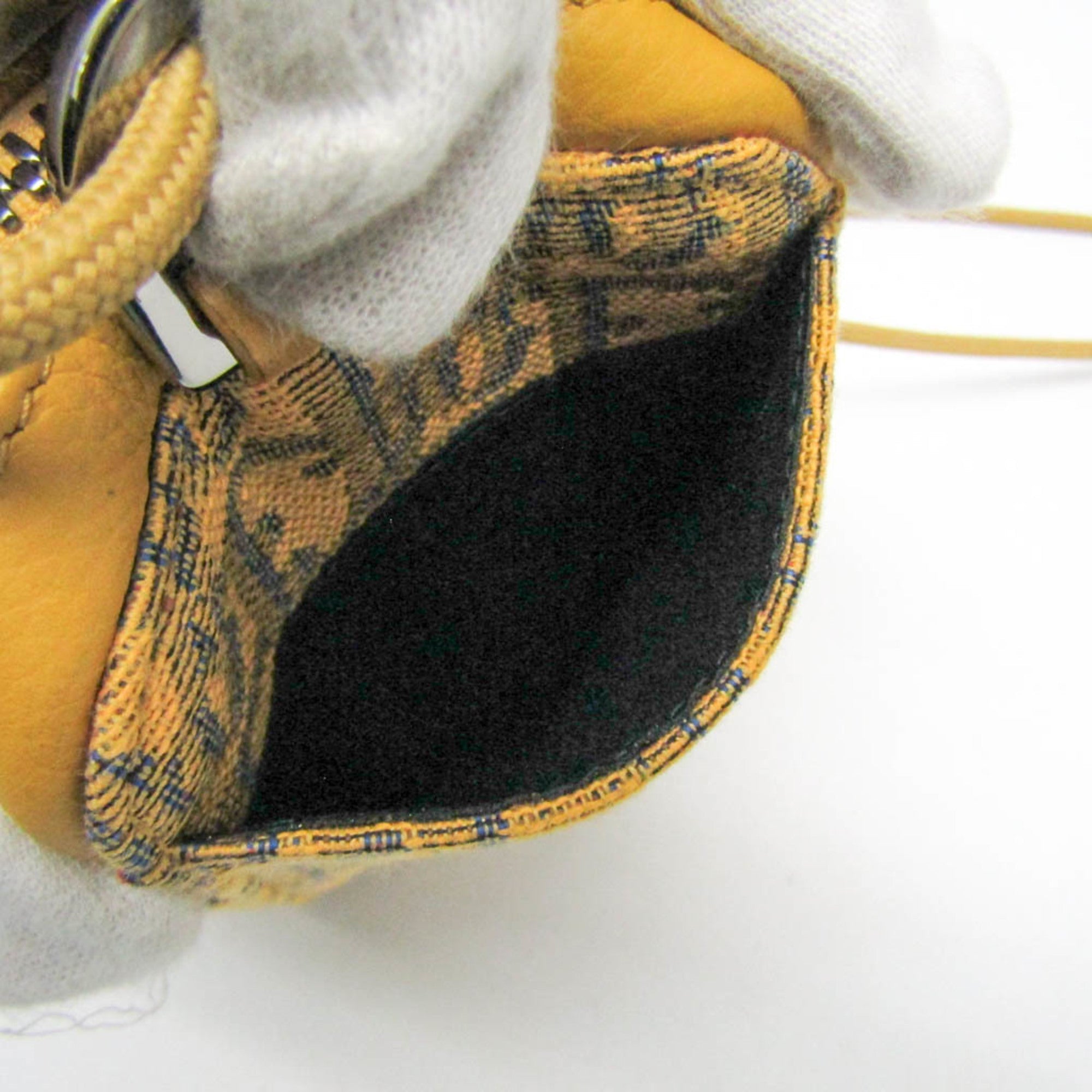 Christian Dior Yellow Leather Jacquard Pouch Shoulder Bag (Pre-Owned)