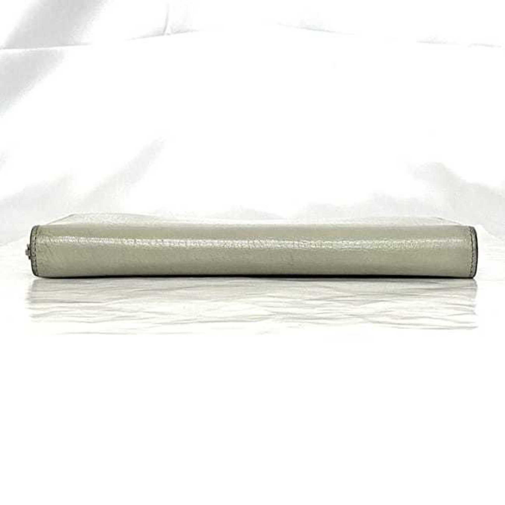 Celine Gray Leather Long Wallet (Bi-Fold)