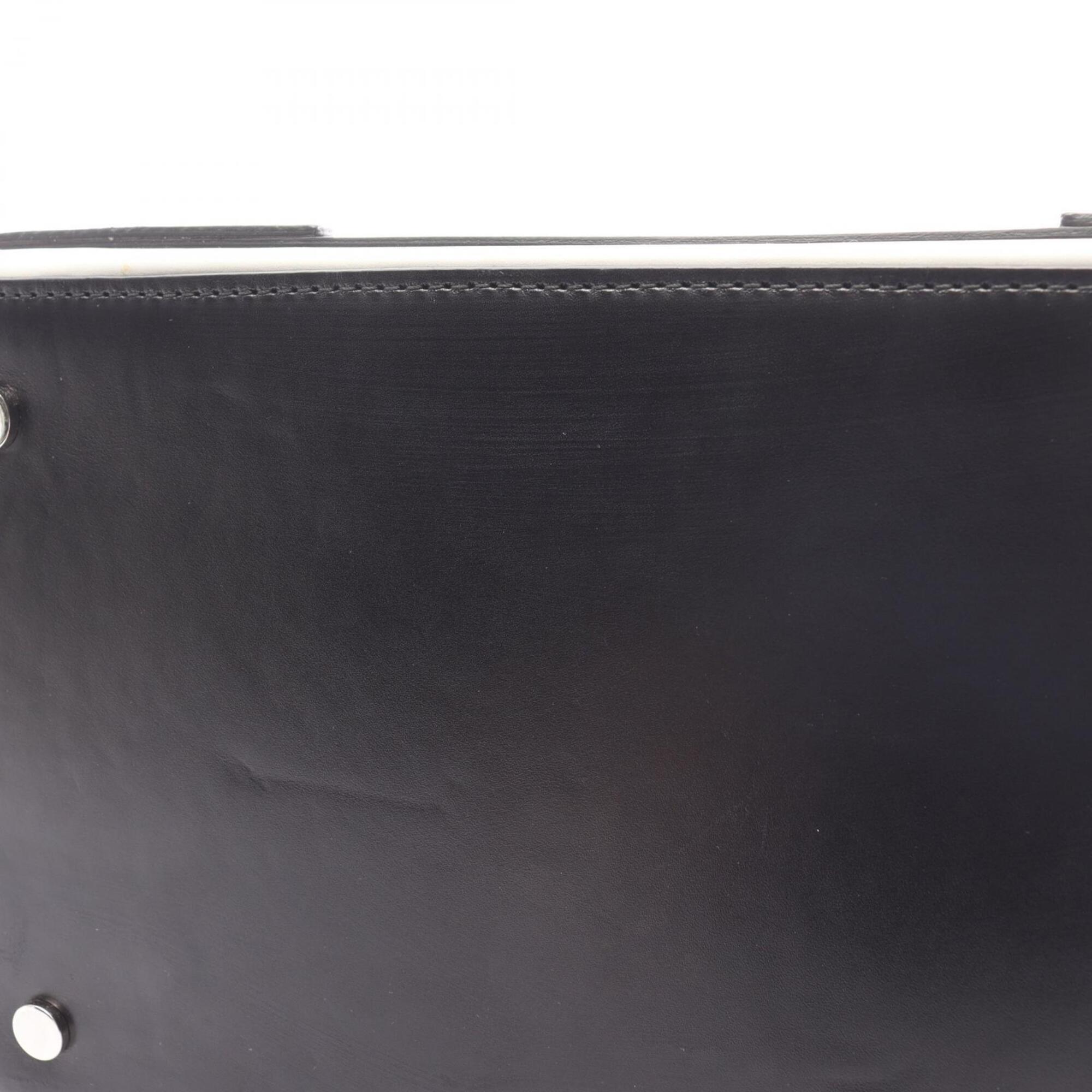Balenciaga Black White Leather Canvas Handbag Tote