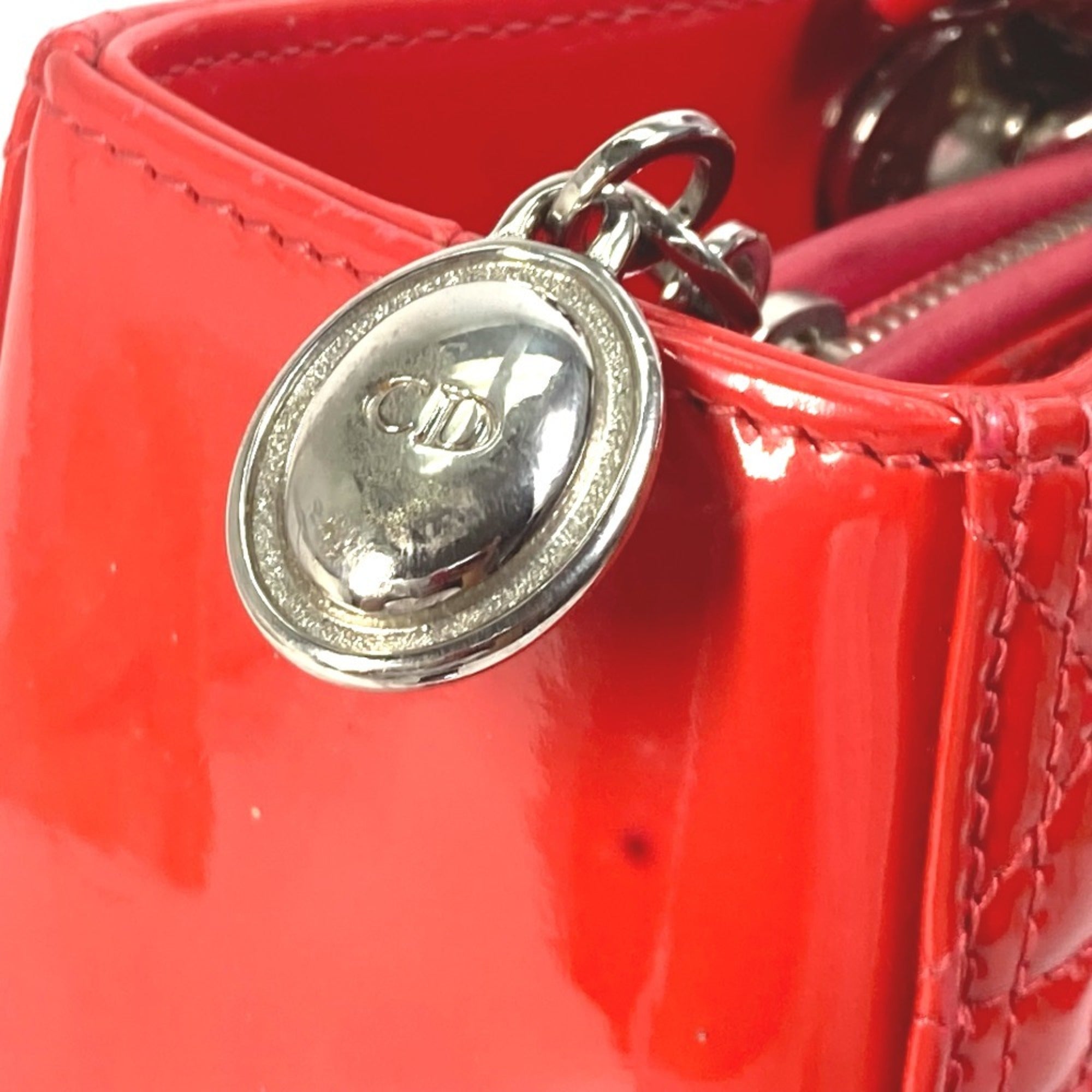 Christian Dior Red Color Leather Handbag Shoulder Bag (Pre-Owned)
