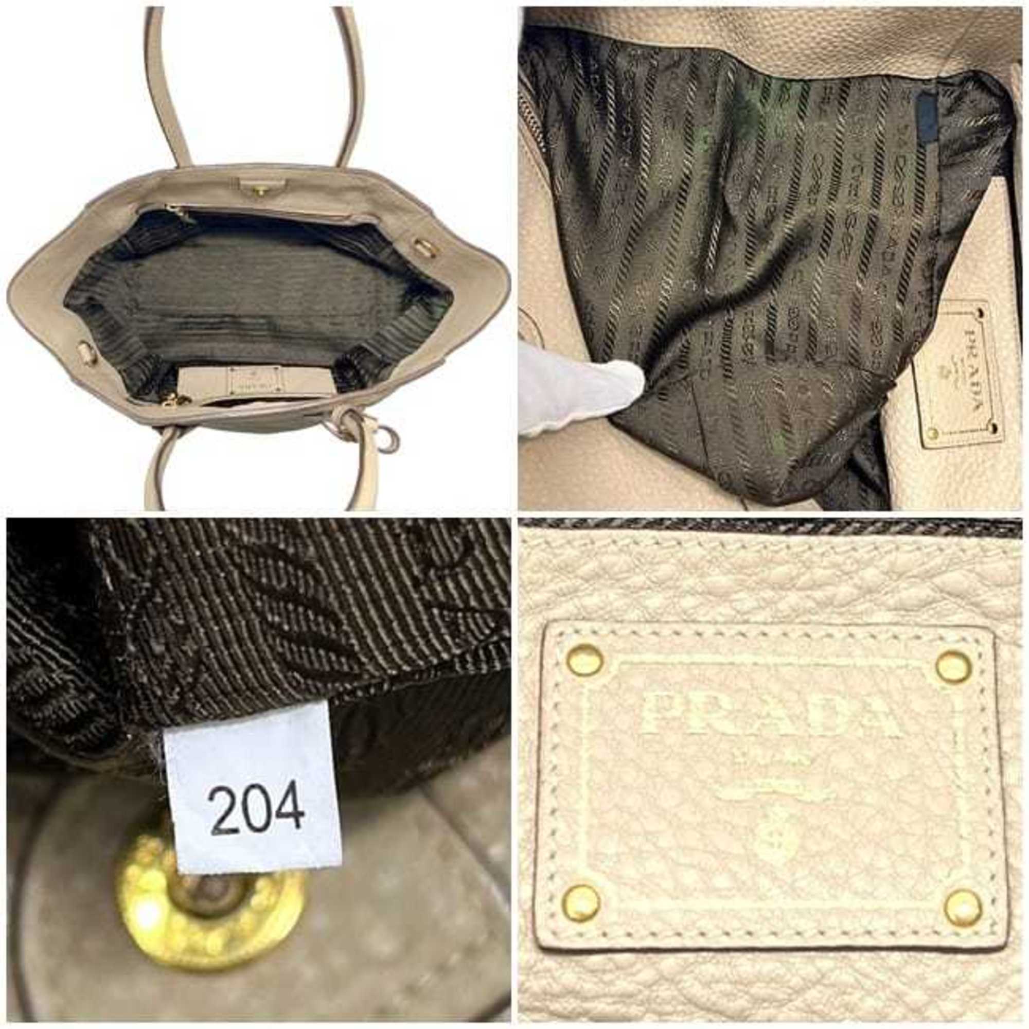 Prada Beige Leather Handbag Shoulder Bag