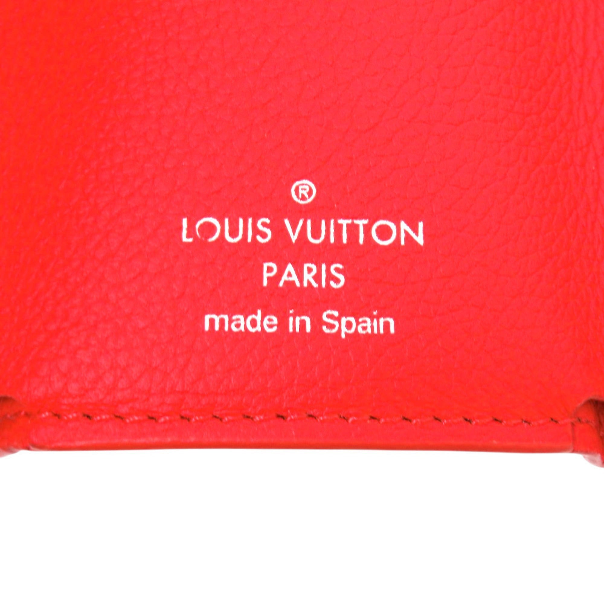 Louis Vuitton Red Color Leather Wallet (Tri-Fold)