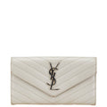 Saint Laurent White Leather Long Wallet (Bi-Fold) (Pre-Owned)