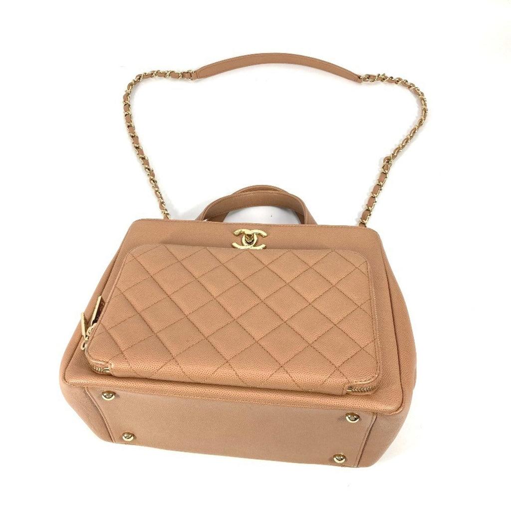 Chanel Beige Grained Calfskin Shoulder Bag Tote Bag