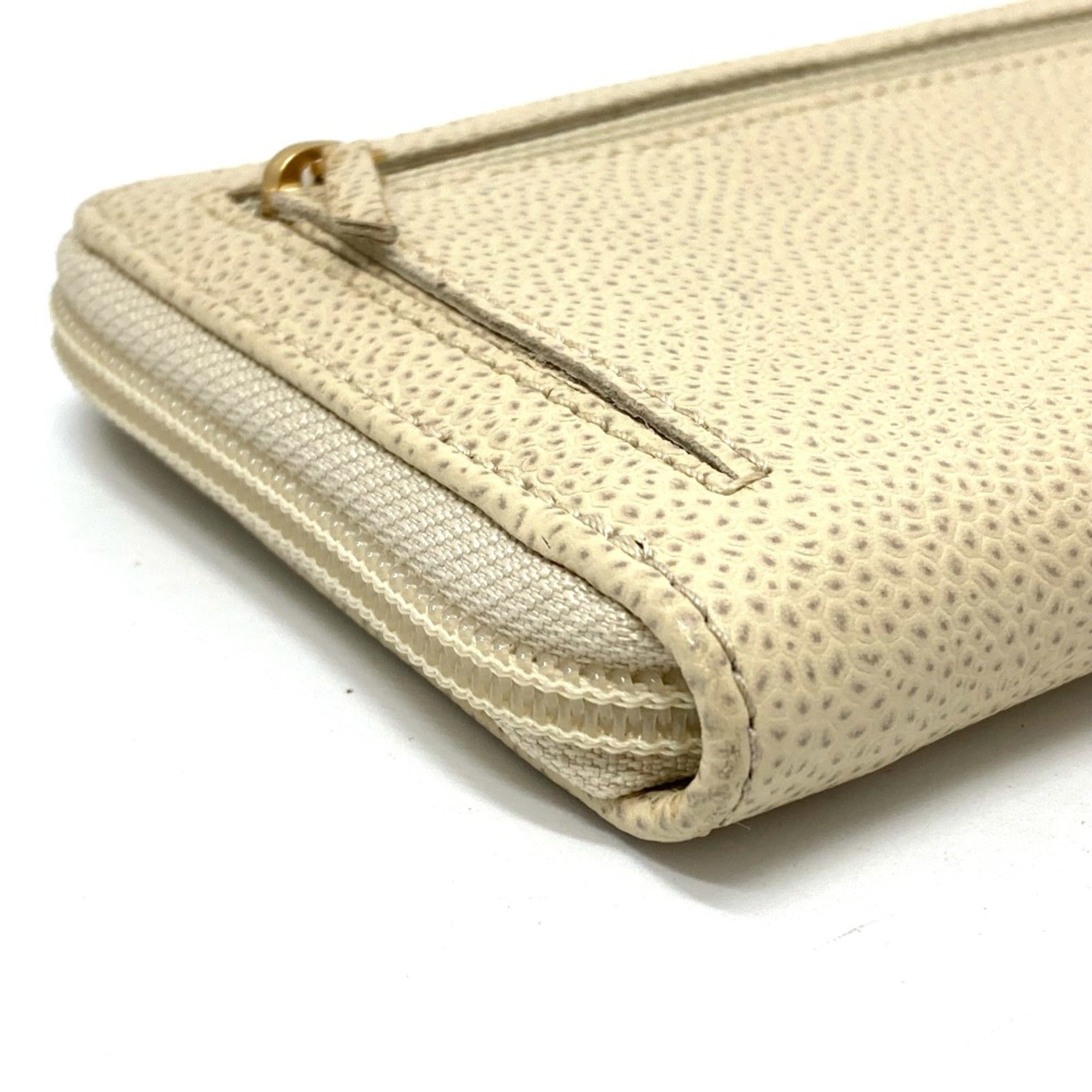 Chanel Beige Leather Long Wallet (Bi-Fold)