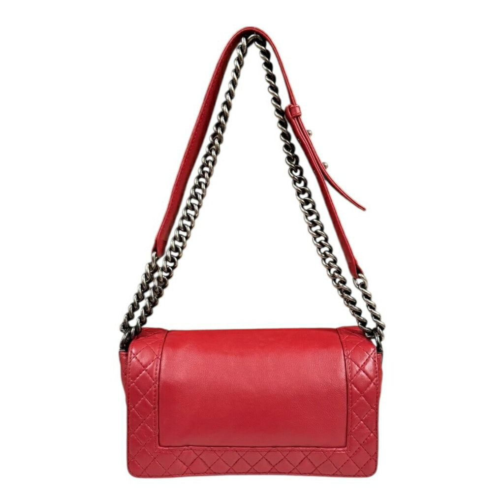 Chanel Boy Chanel Red Color Leather Shoulder Bag