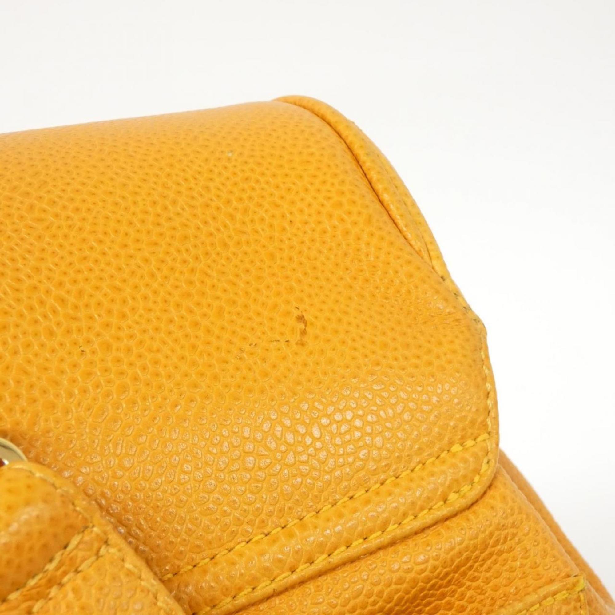 Chanel Orange Caviar Leather Backpack