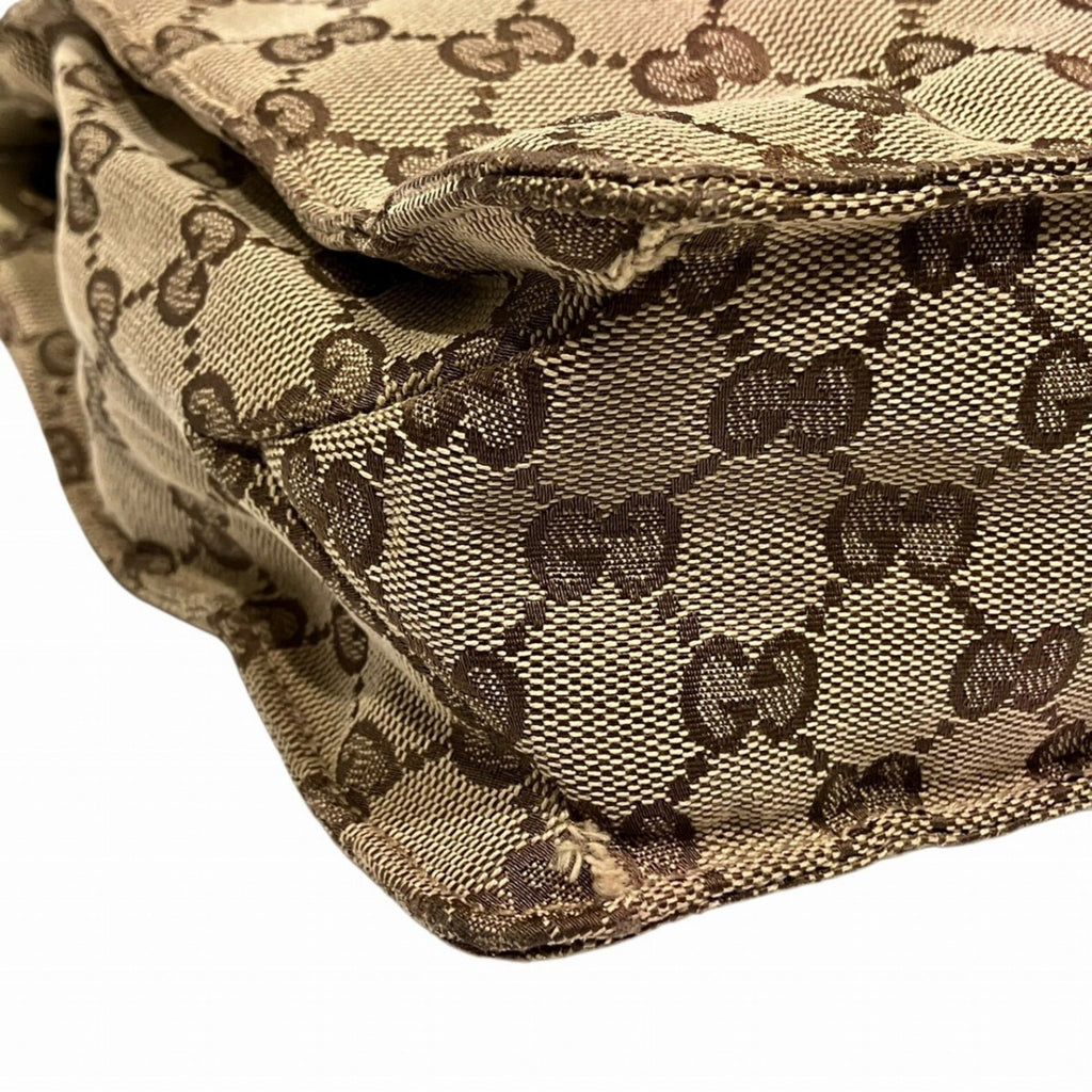 Gucci Beige Canvas Leather Shoulder Bag (Pre-Owned)