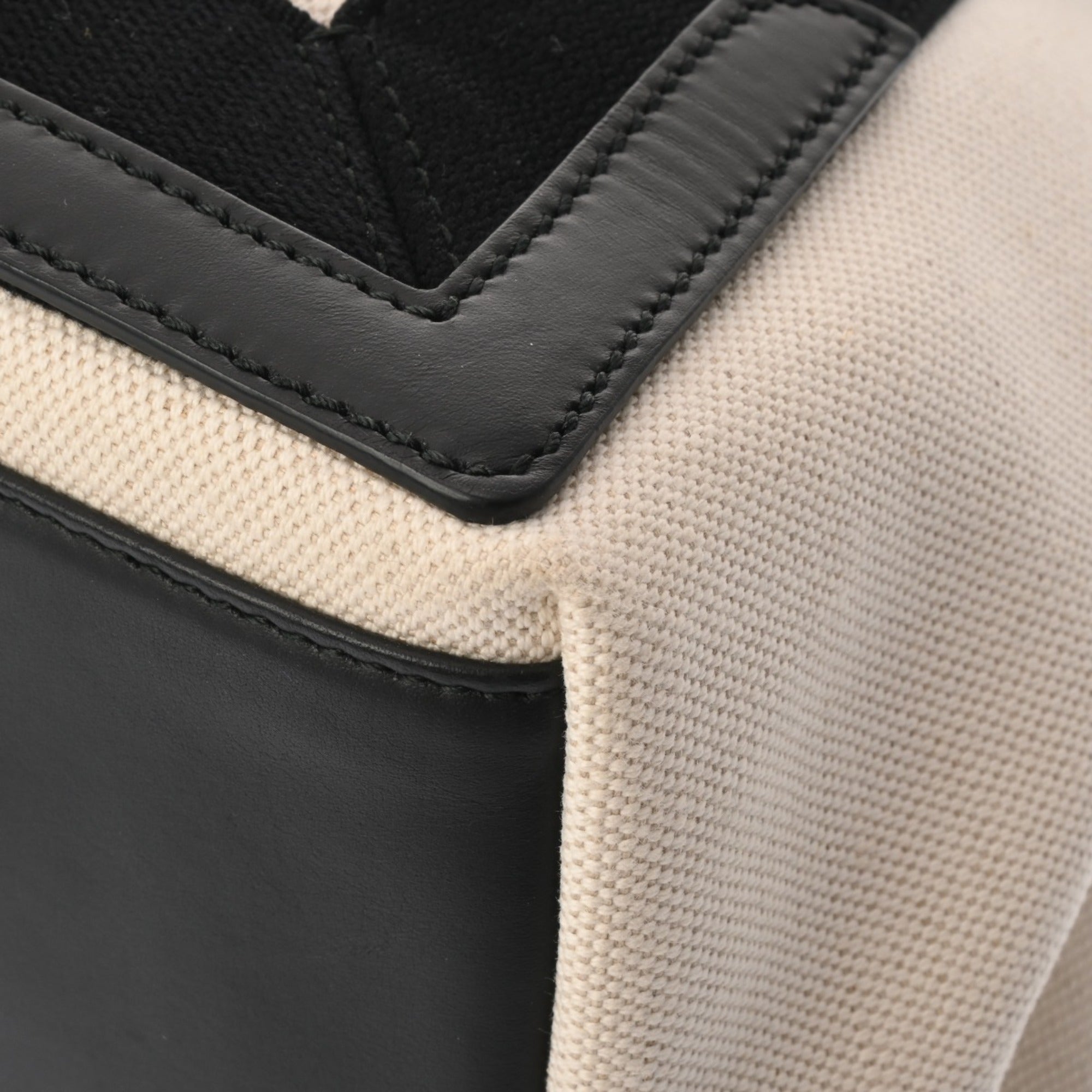 Balenciaga Black White Canvas Leather Handbag Pouch